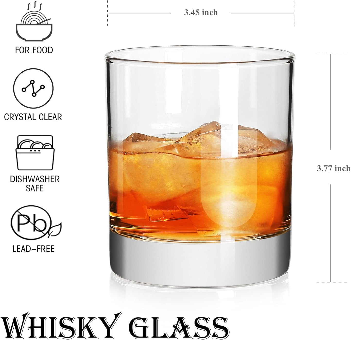 Rock Style Old Fashioned Whiskey Glasses 11 Ounce, Short Glasses For Camping/Party,Set Of 6