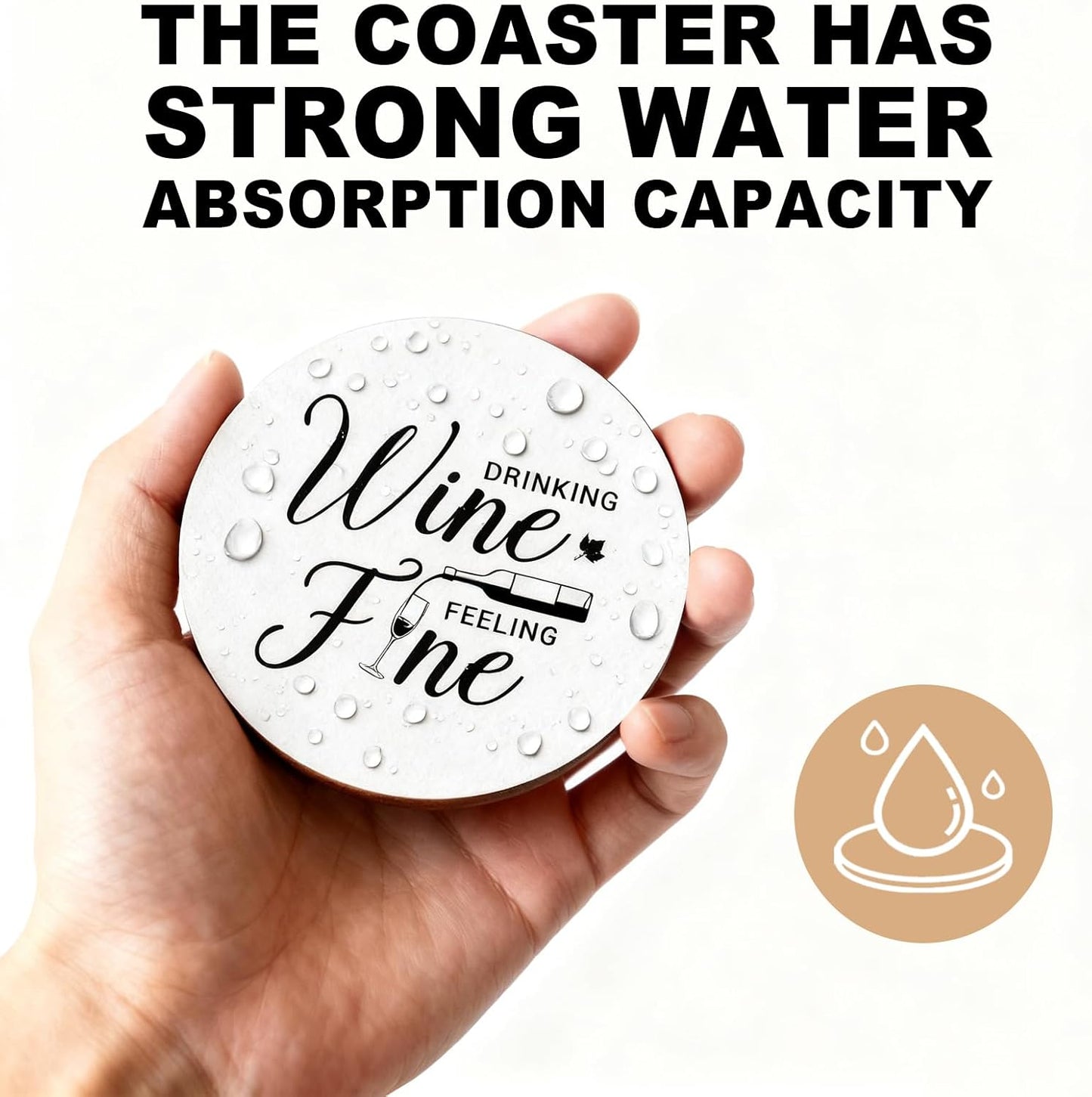 6 PCS Funny Sayings Cork Coasters for Drinks, Funny Wooden Coasters for Drinks with Coaster Holder, Living Room Kitchen Decor, for Wine Lover and Housewarming Present