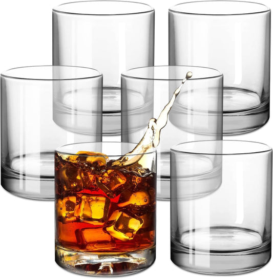 Whiskey Glasses Set of 6, 11oz Old Fashioned Scotch Glasses, Thickened Heavy Base Lead-Free Crystal, Perfect for Bourbon, Cocktail, Whiskey, Ideal Gifts for Men, Home Bar, Wedding