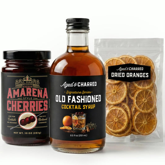 Old Fashioned Bundle Kit Mix - Amarena Cherries, Dried Orange Slices and Old Fashioned Syrup - Gifts for Men Dads