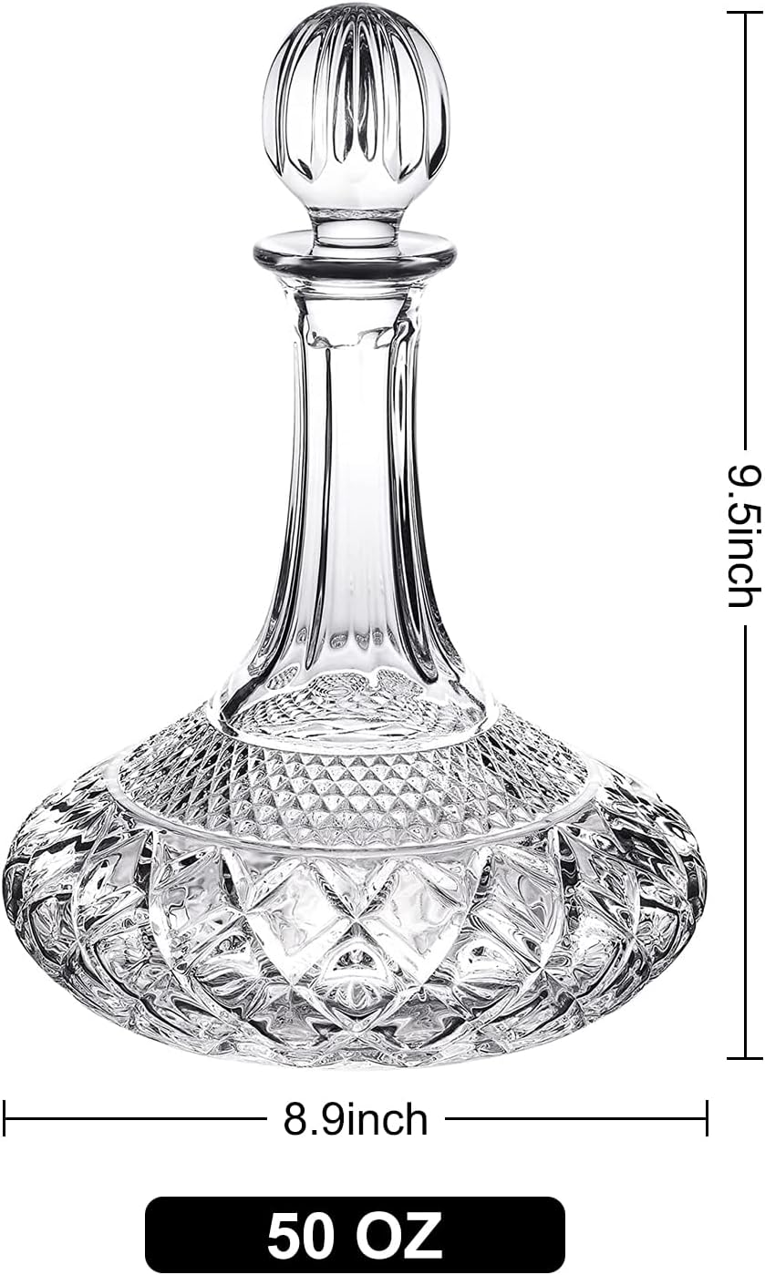 50oz Wine Decanter Crystal Bottle for Wine with Stopper- Top Red Wine Decanter Carafe Bottle with Luxury Box .Elegant Gift for Men/Women