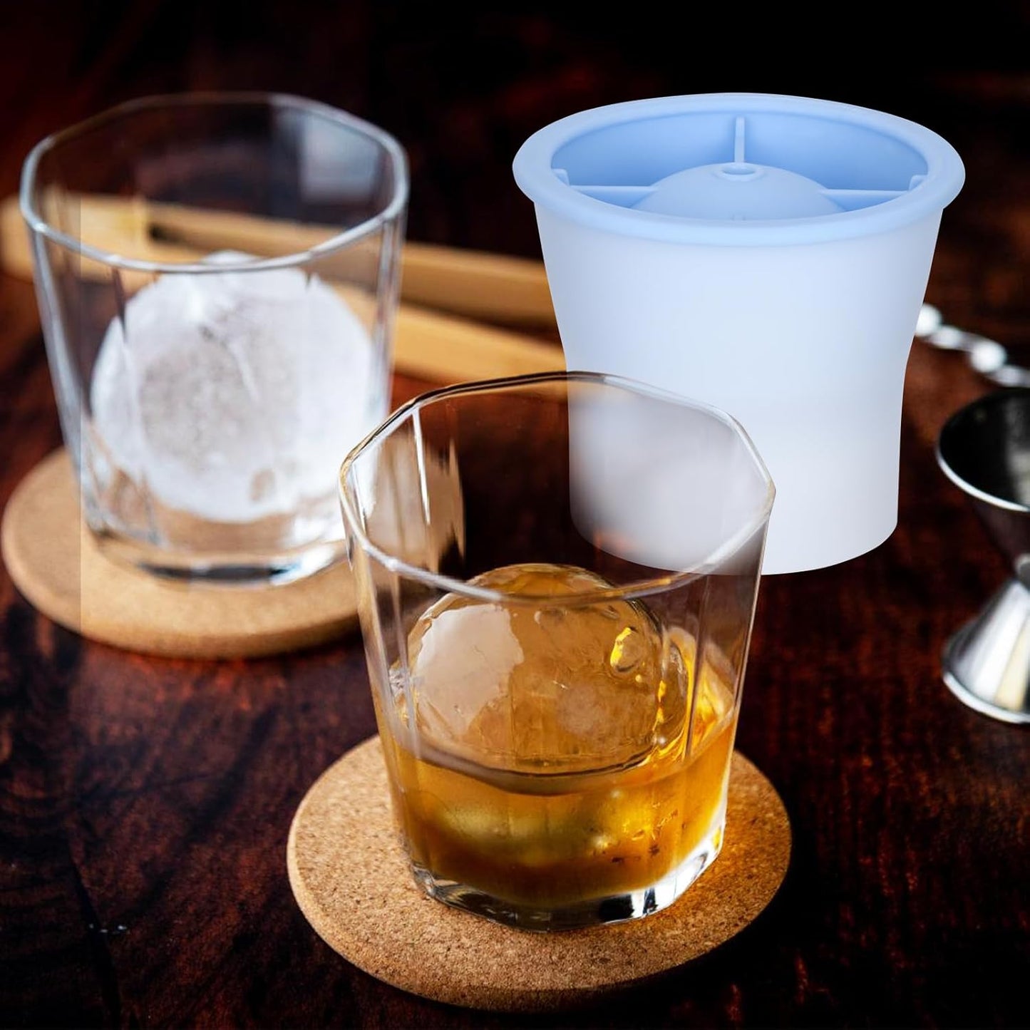 (Upgrade) Ice Molds 6 PCS, Silicone Sphere Ice Mold Maker, Stackable Easy Release Circle Ice Cube Mold with Lids, Spherical Ice Makers with Lids for Whiskey, Cocktails, Bourbon, and Drinks