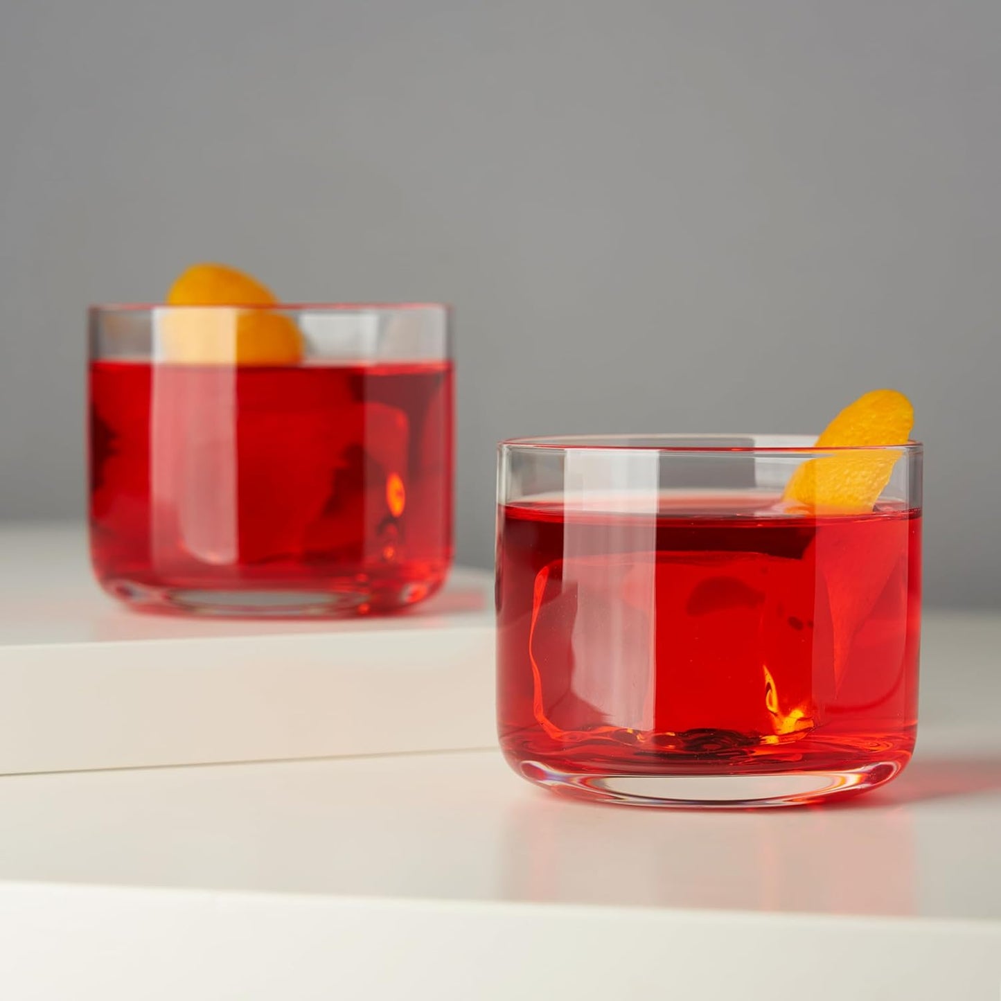 Viski Raye Crystal Negroni Glasses, Lowball Cocktail Glasses Premium Crystal Glassware, 8oz Tumbler Glasses Set of 2