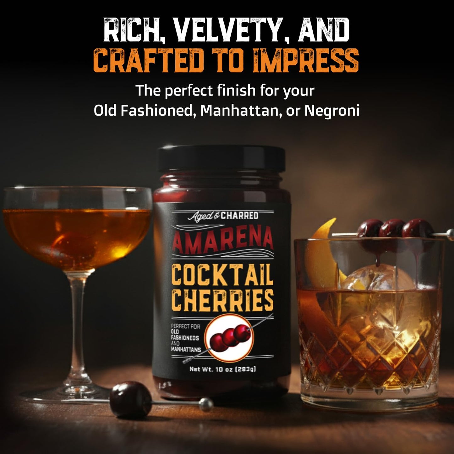 Old Fashioned Bundle Kit Mix - Amarena Cherries, Dried Orange Slices and Old Fashioned Syrup - Gifts for Men Dads