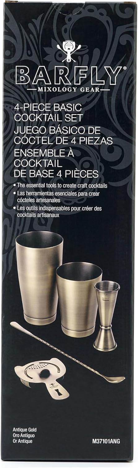 Barfly Basics Cocktail Set, 5-Piece, Antique Gold