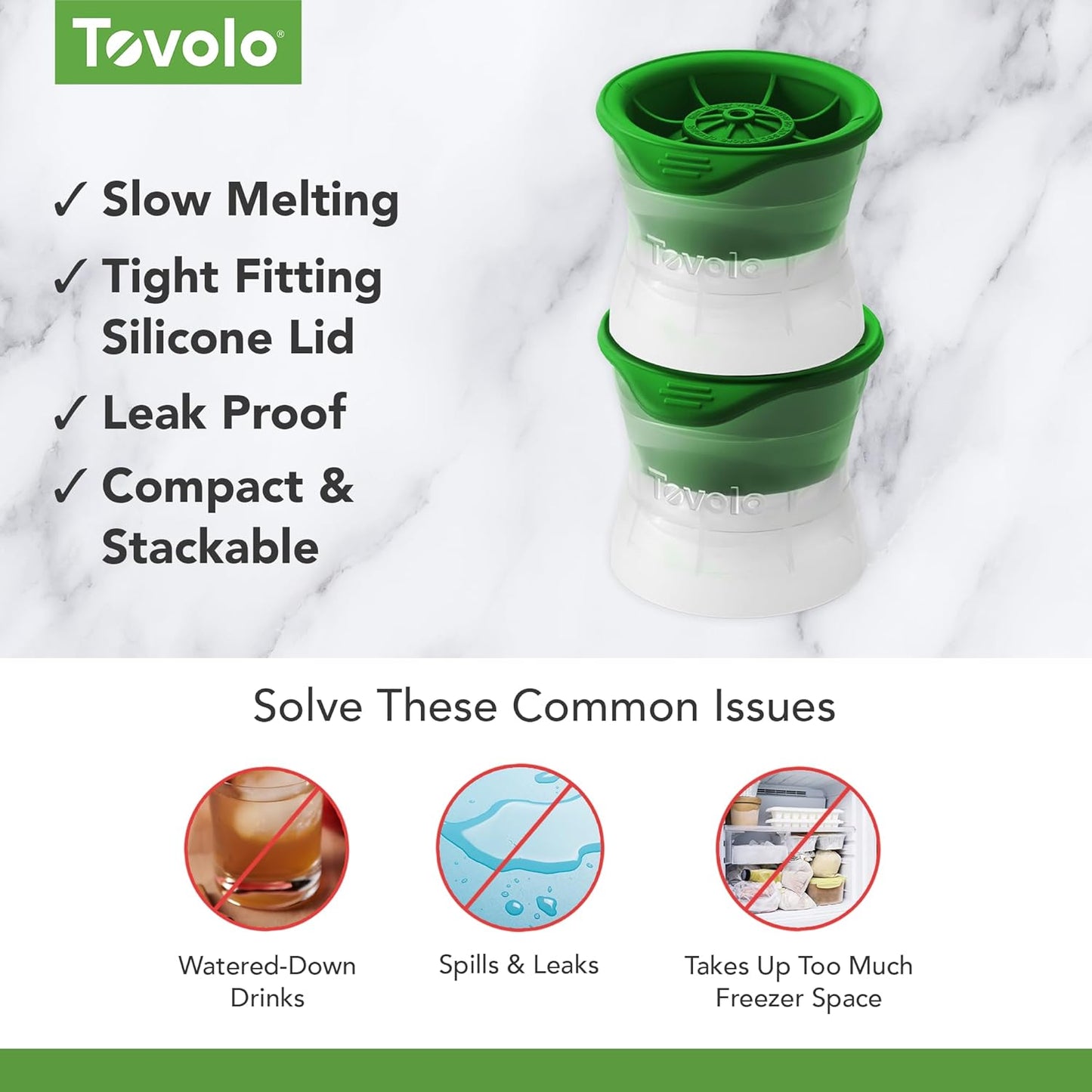 Tovolo Golf Ball Ice Cube Molds Pack of 2 Large Craft Ice Sphere Mold for Whiskey Bourbon Cocktail Drinks, Dishwasher Safe BPA Free Golf Ice Mold Fun Gift Ideas for Fathers, Men, Women