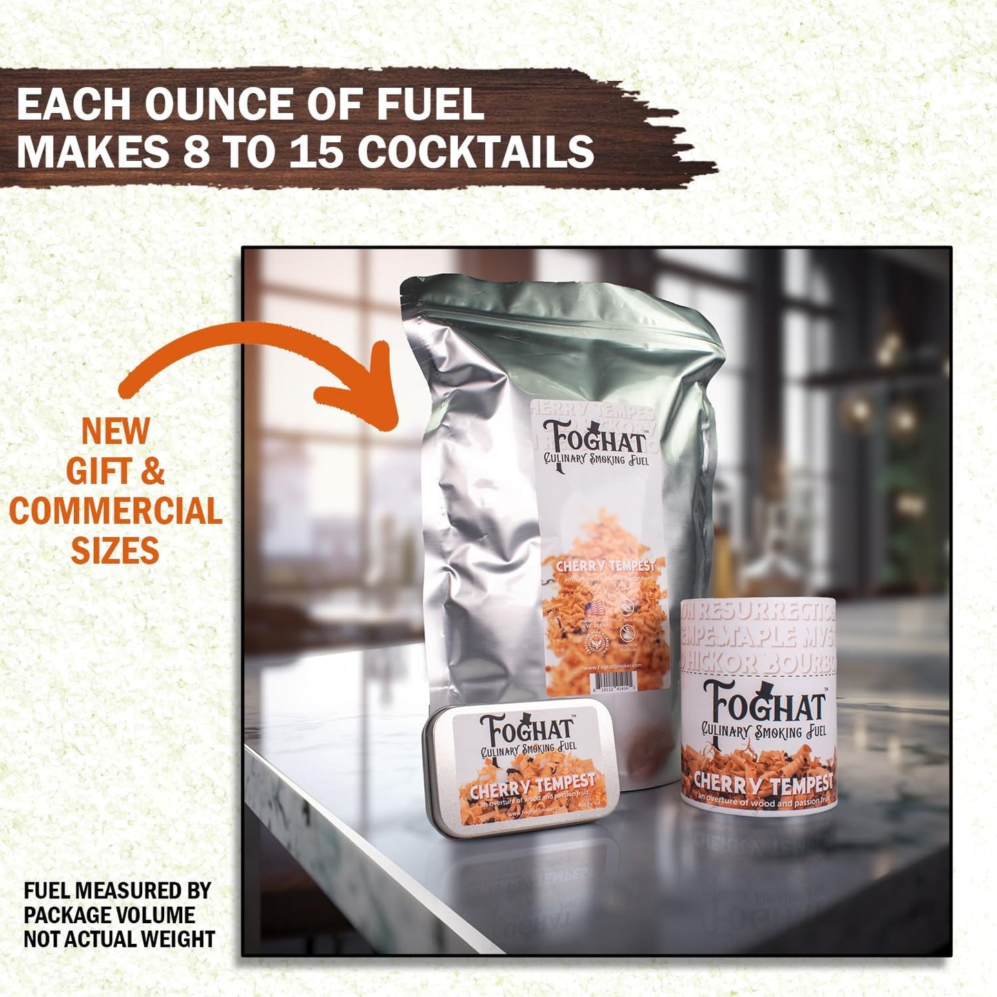 Foghat Cocktail Smoker Wood Chips - 100oz Cherry Tempest Shavings for Smoker, Whiskey & Drink Infuser Kit - All Natural, Culinary Wood Smoking Chips for Cocktail Smoke Gun & Drink Smokers - Bulk Pack
