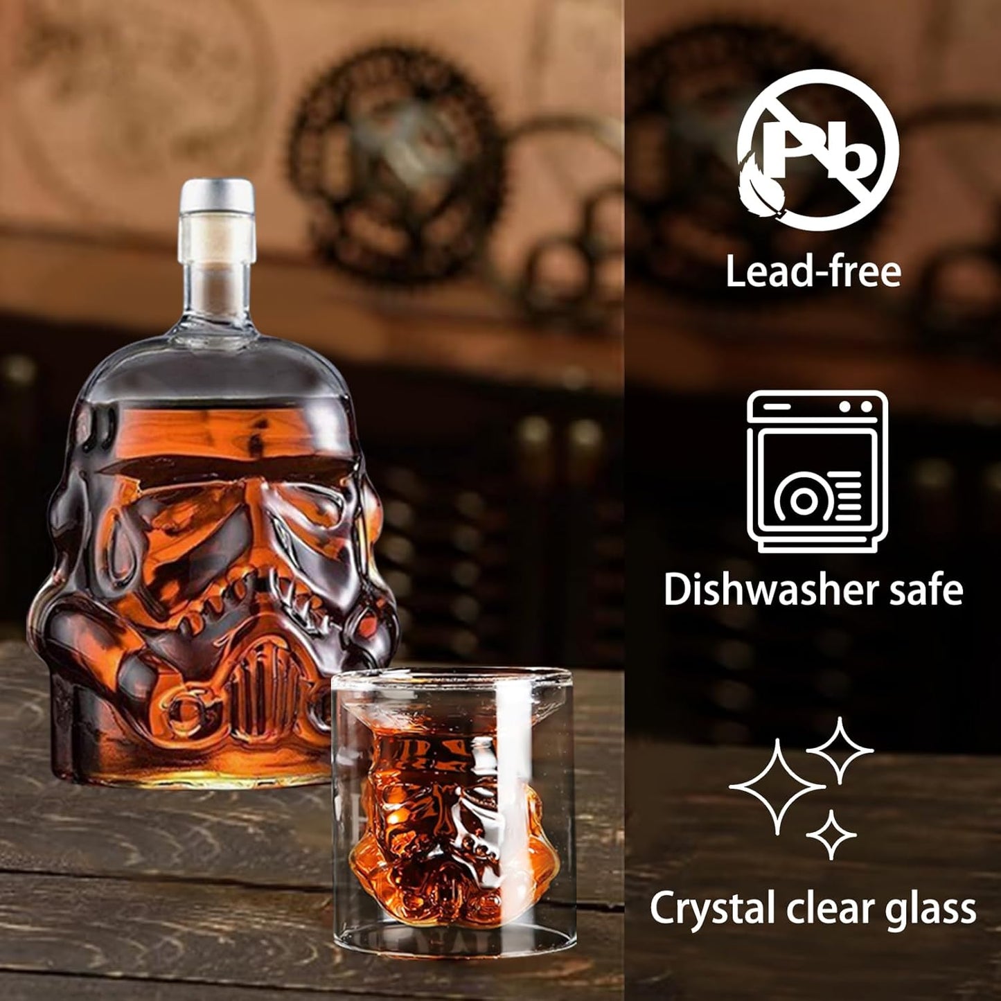 Tfwadmx 750ml Transparent Creative Whiskey Decanter, Whiskey Carafe for Wine Scotch, vodka alcohol liquor Stormtrooper Bottle Decanter Gifts for Men Women