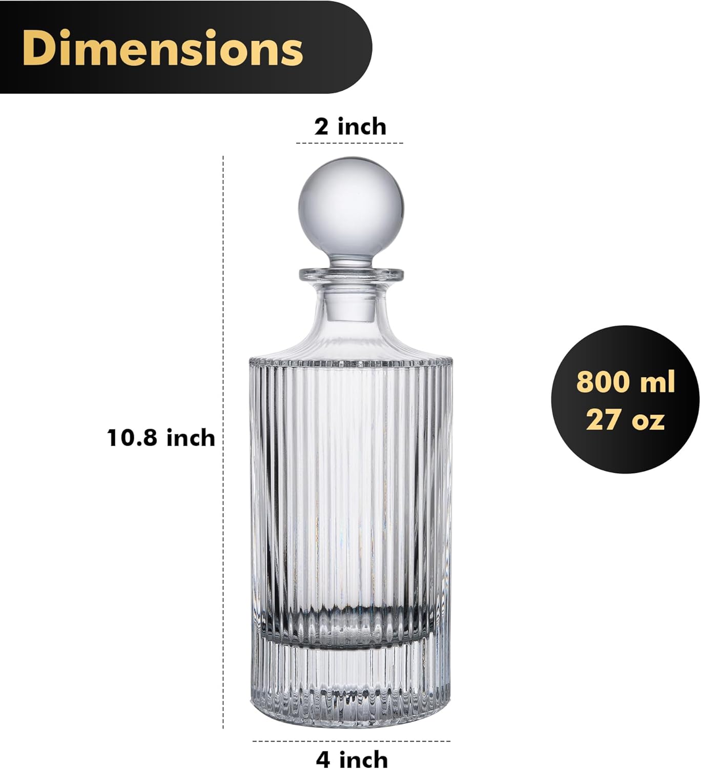Lily's Home Whiskey Decanter with Stopper - 27 Oz Crystal Glass Design, Liquor Decanter, Leak-Resistant for Bourbon & Scotch - Elegant Home Bar Decor, Gift for Men & Dad