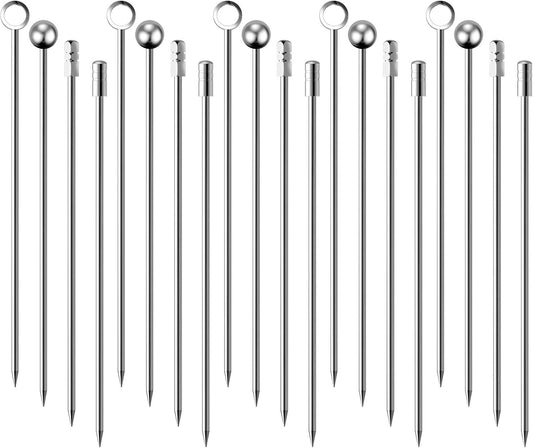 Cocktail Picks Stick, 20Pcs Stainless Steel Martini Picks, Reusable Metal Cocktail Skewers Olives Appetizers Bloody Mary Brandied