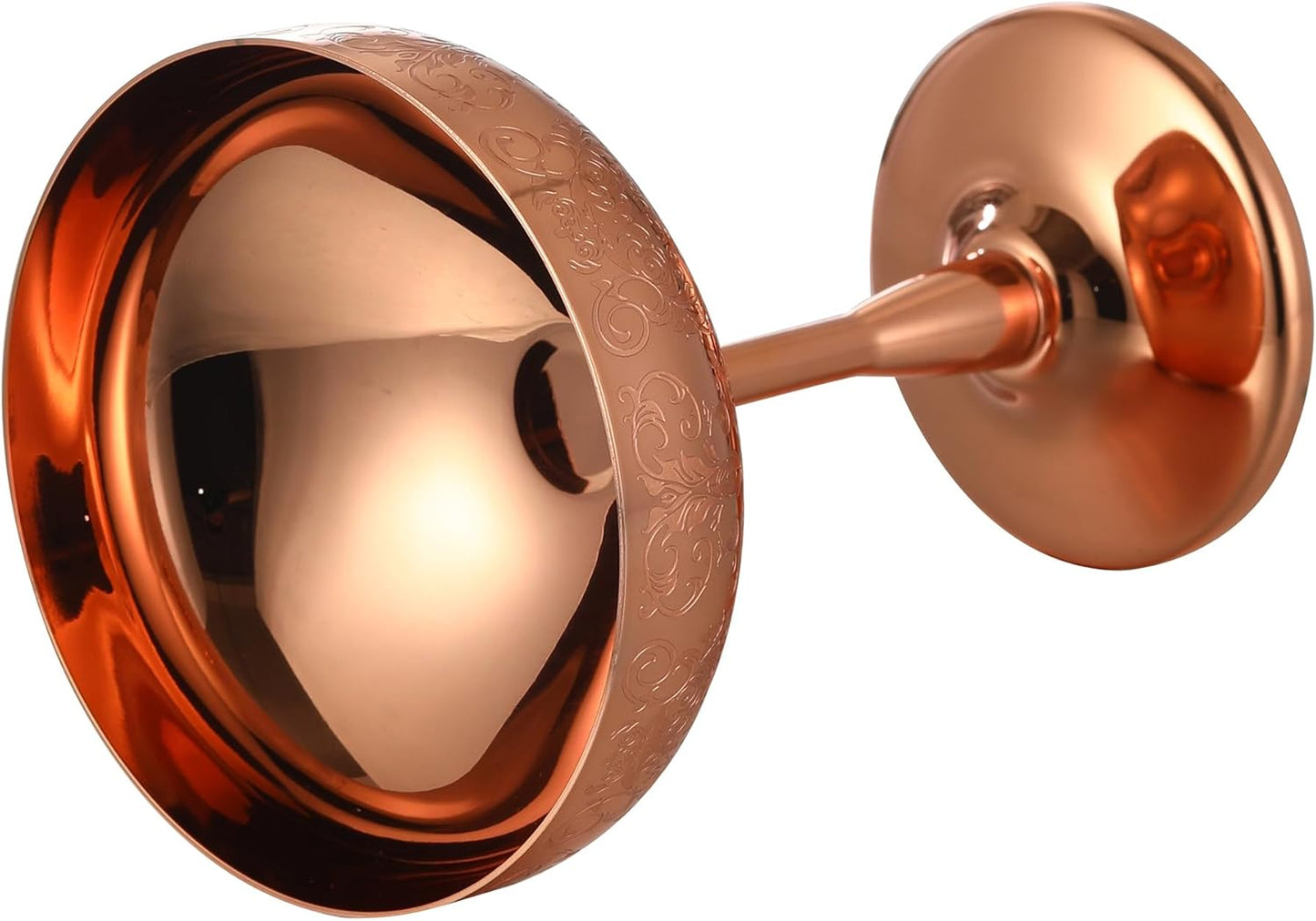 Stainless Steel Coupe Cocktail Glasses Set of 2, Unbreakable Cocktail Glasses for Margarita, Manhattan, Champagne Engraved Design (Copper Plated Set of 2)