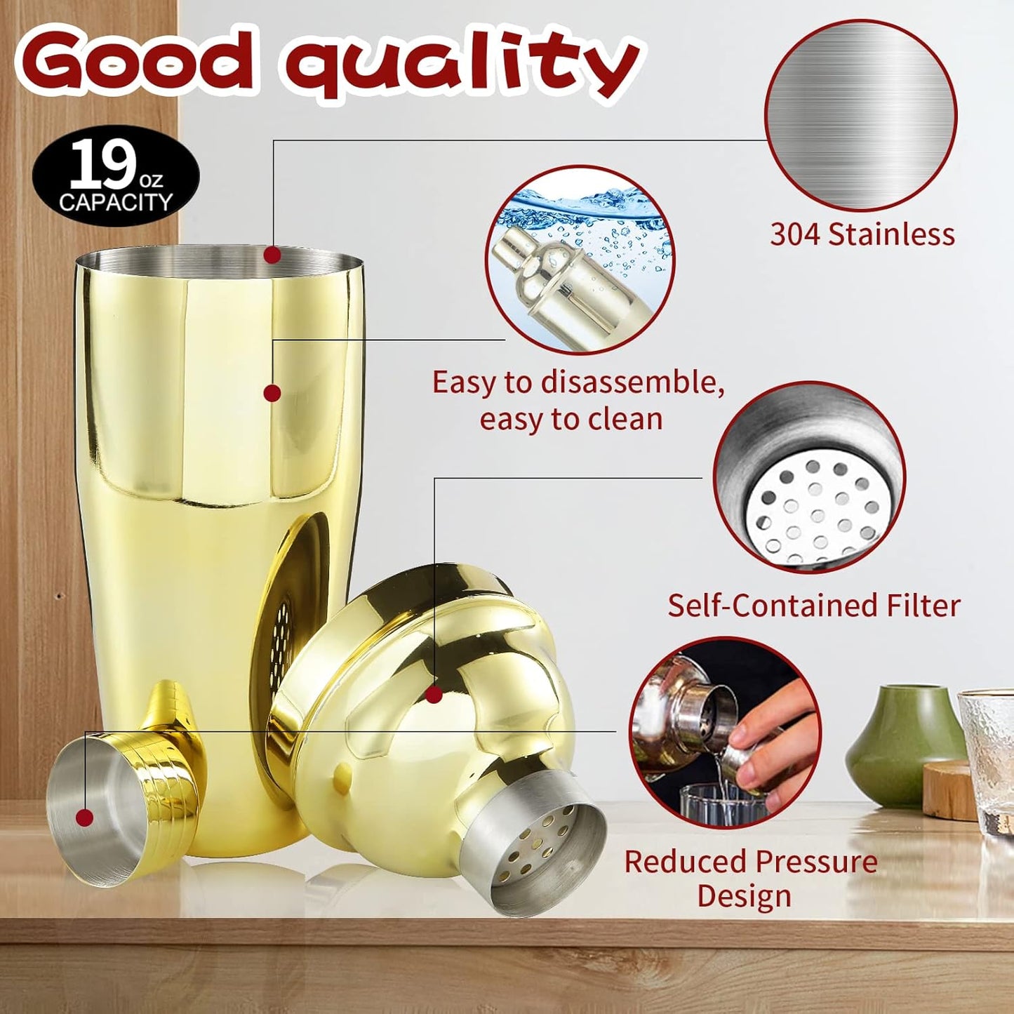 Bartender Kit 11-Piece Cocktail Shaker-Muddler for Cocktails 25oz Boston Shaker-Bar Accessories with Stylish Bamboo Stand Mix Drink Shaker kit Perfect Martini kit with Cocktail Recipes Booklet