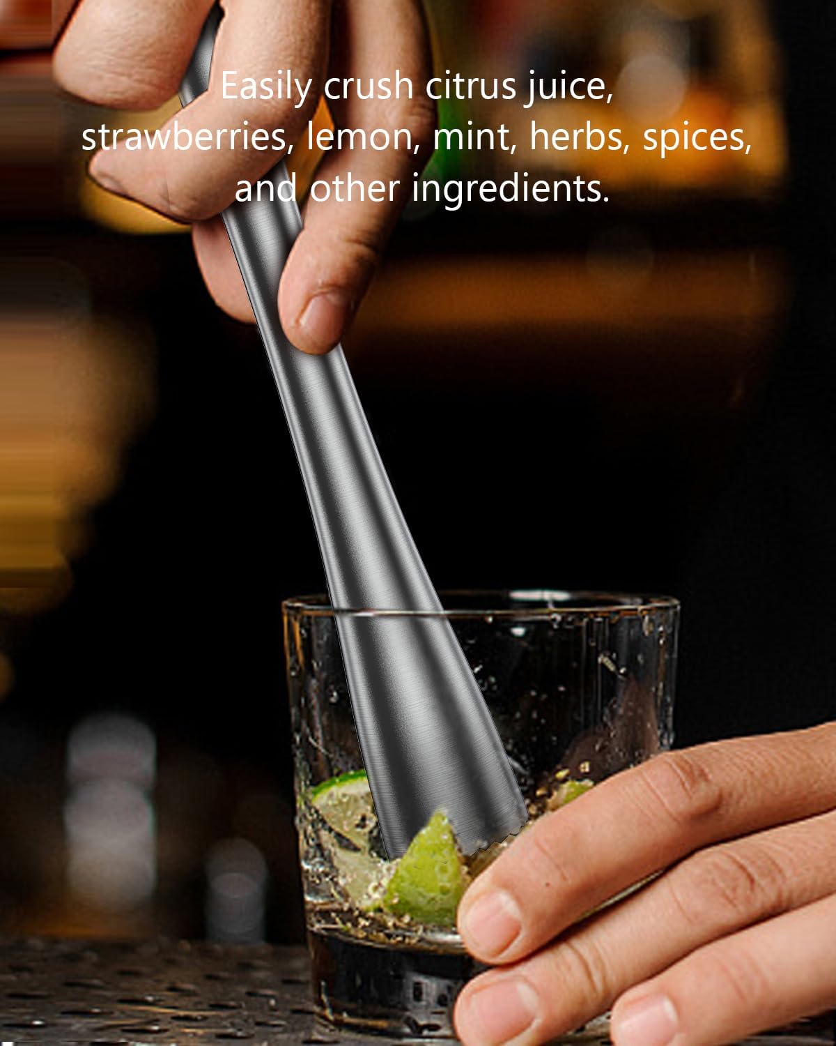 10 Inches Stainless Steel Muddler and Mixing Spoon for Cocktails, Bar Tools and Accessories - Create Delicious Mojitos and Other Fruit Based Drinks