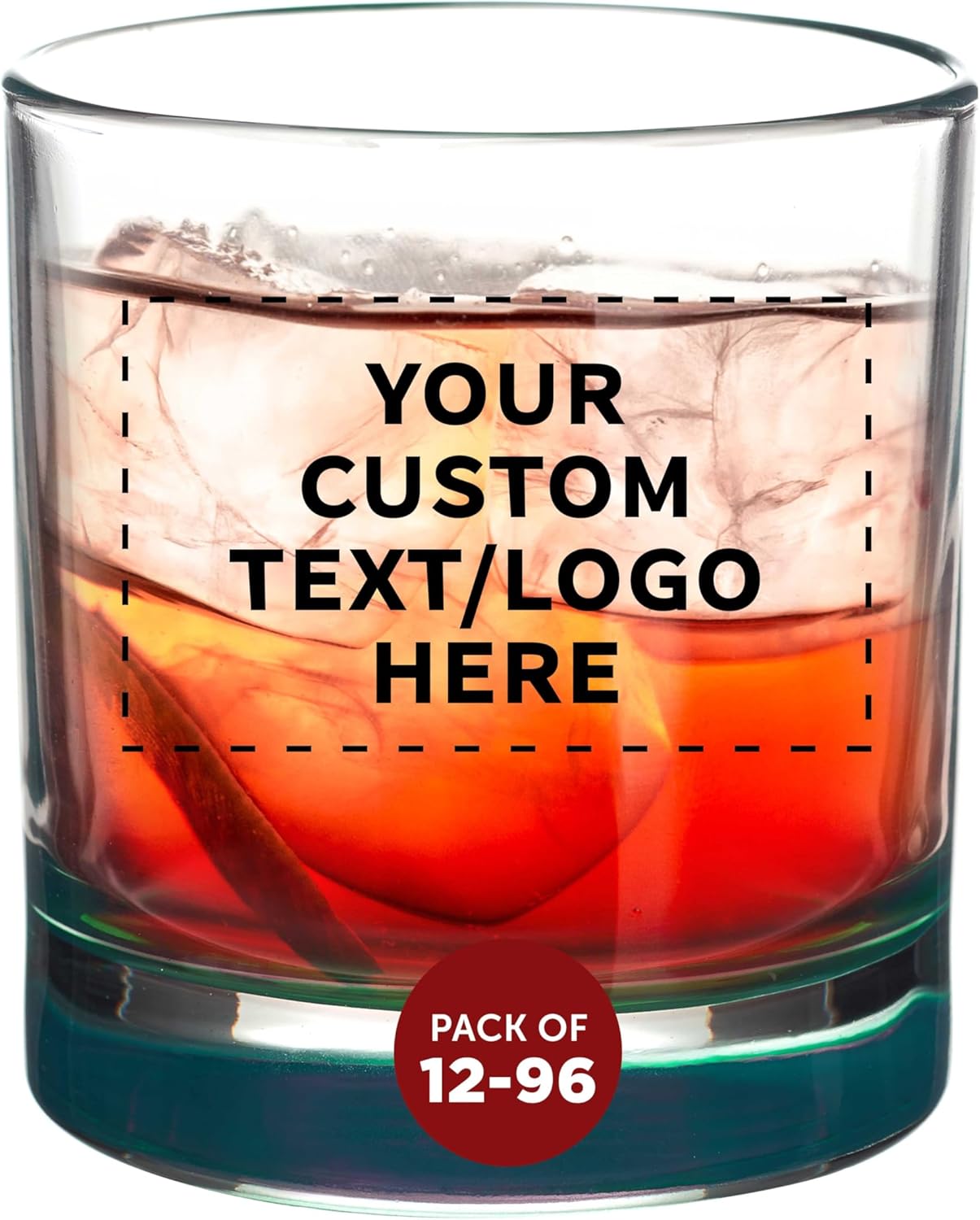 Custom Lexington Rocks Whiskey Glass 10.5 oz Set of 12/48/96, Personalized Bulk Pack Perfect for Scotch Bourbon Whiskey Cocktail - Green