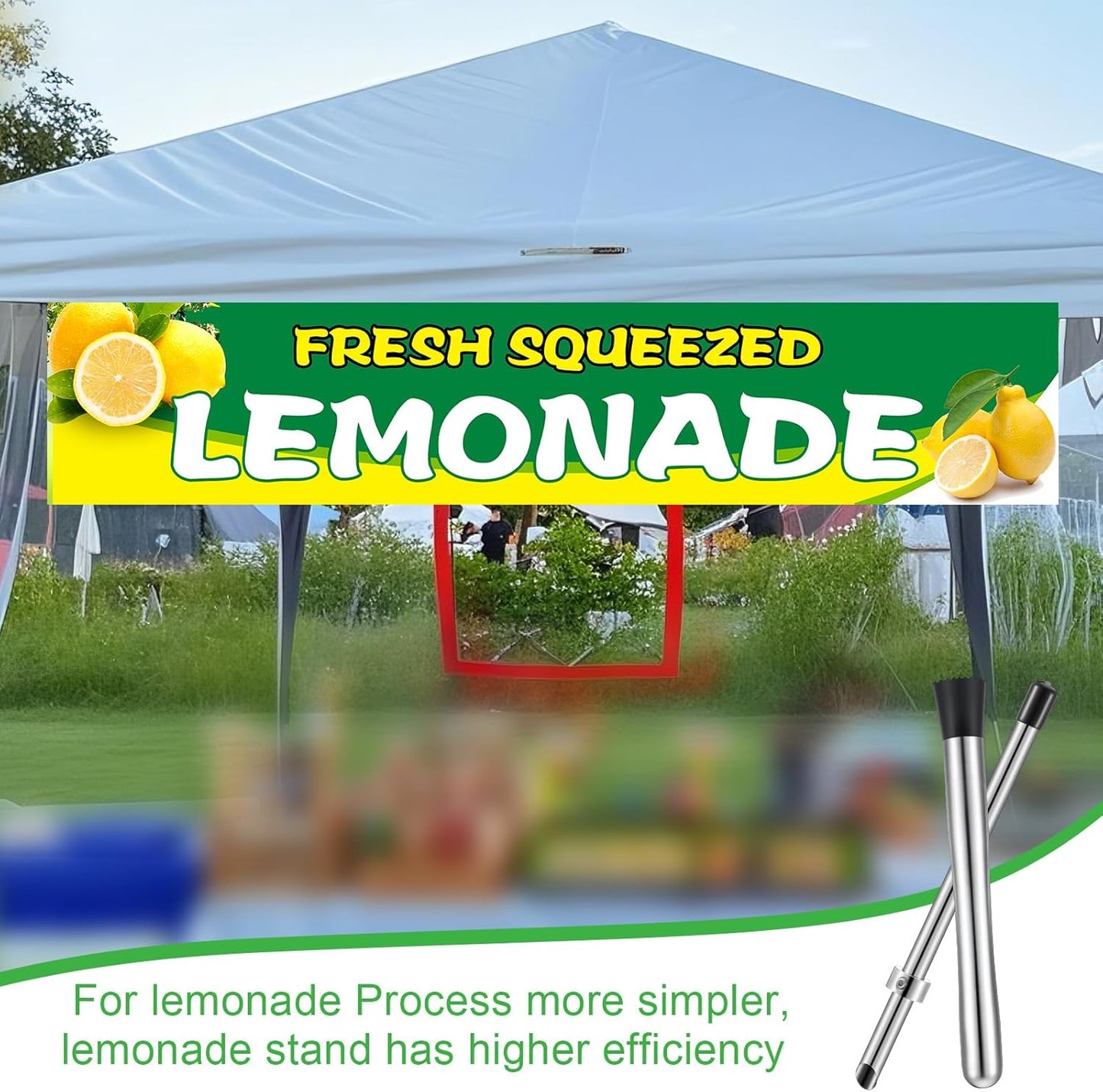 2 Pcs Straw Puncher and Muddler for Lemonade Plastic Lids Cups, Straw Hole Puncher, 304 Stainless Steel Muddler, Fresh Squeezed Lemonade Stand Supplies
