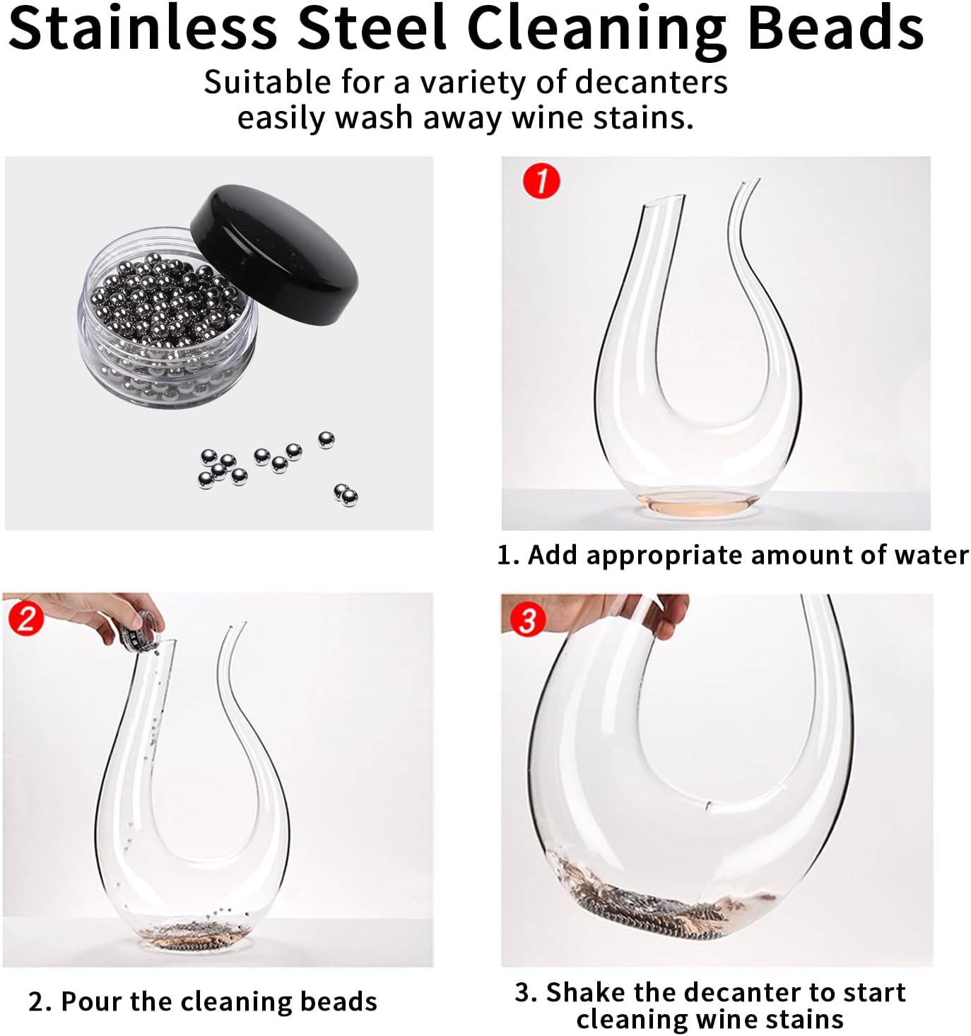 Wine Decanter Drying Stand with Rubber Coated Top to Prevent Scratches, Wine-Decanter Drying Rack for Standard Large Wine Decanters, Decanter Cleaner Includes Cleaning Brush & Decanter Cleaning Beads