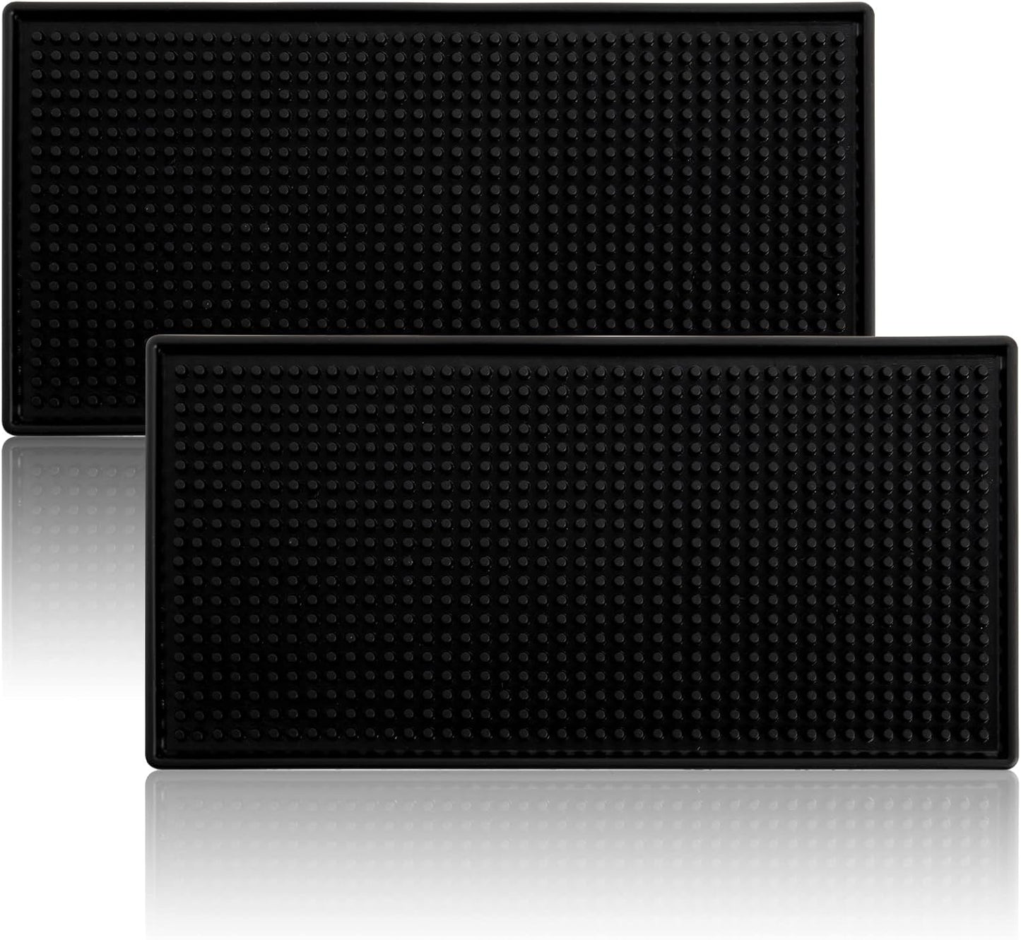 Tebery 2 Pack Rubber Bar Mats, Non-Slip 12 x 6 Inch Black Bar Service Spill Mat for Glassware, Dish Cocktail Drying Mat for Countertop, Bar, Restaurant, Kitchen, Coffee Shop