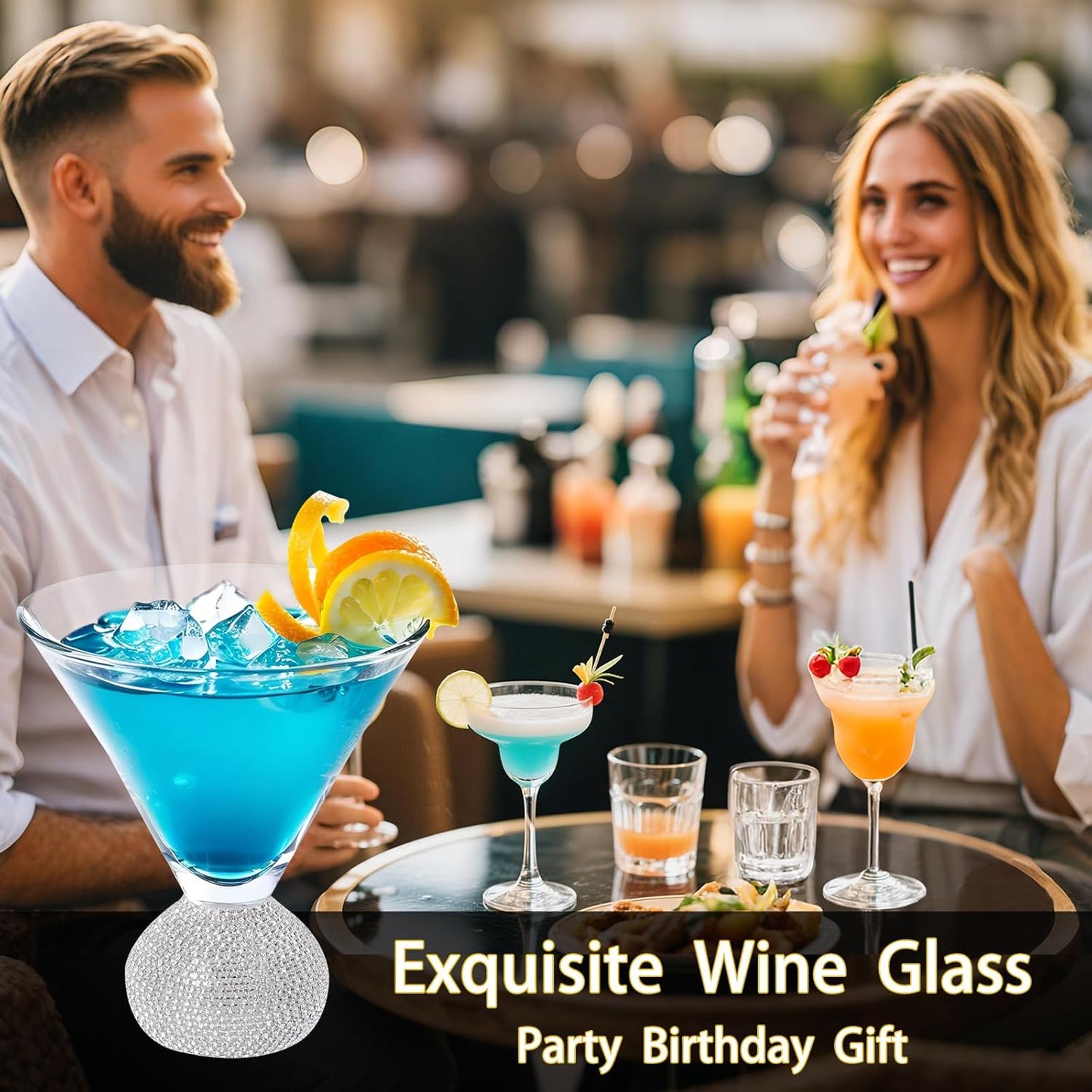 Martini Glasses Set of 4,Stemless Margarita Glasses,Unbreakable Crystal Fancy Cocktail Glasses,10 Oz Bar Glass,for Party,Birthday,Manhattan, Cosmopolitan, Home Bargifts Women (Gold Clear)