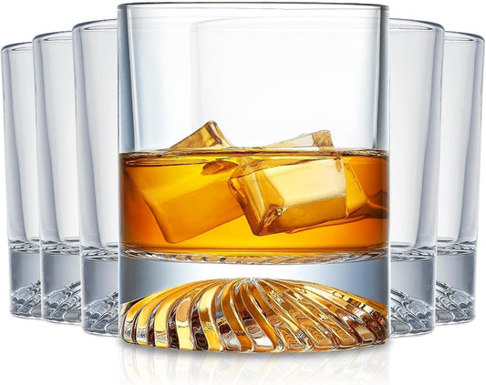 KITNATS Hand Blown Crystal Old Fashioned Whiskey Glasses Rocks Glasses Drinking Cocktail Bourbon Scotch Rum Vodka Liquor 12 OZ - set of 6 Gifts for Men