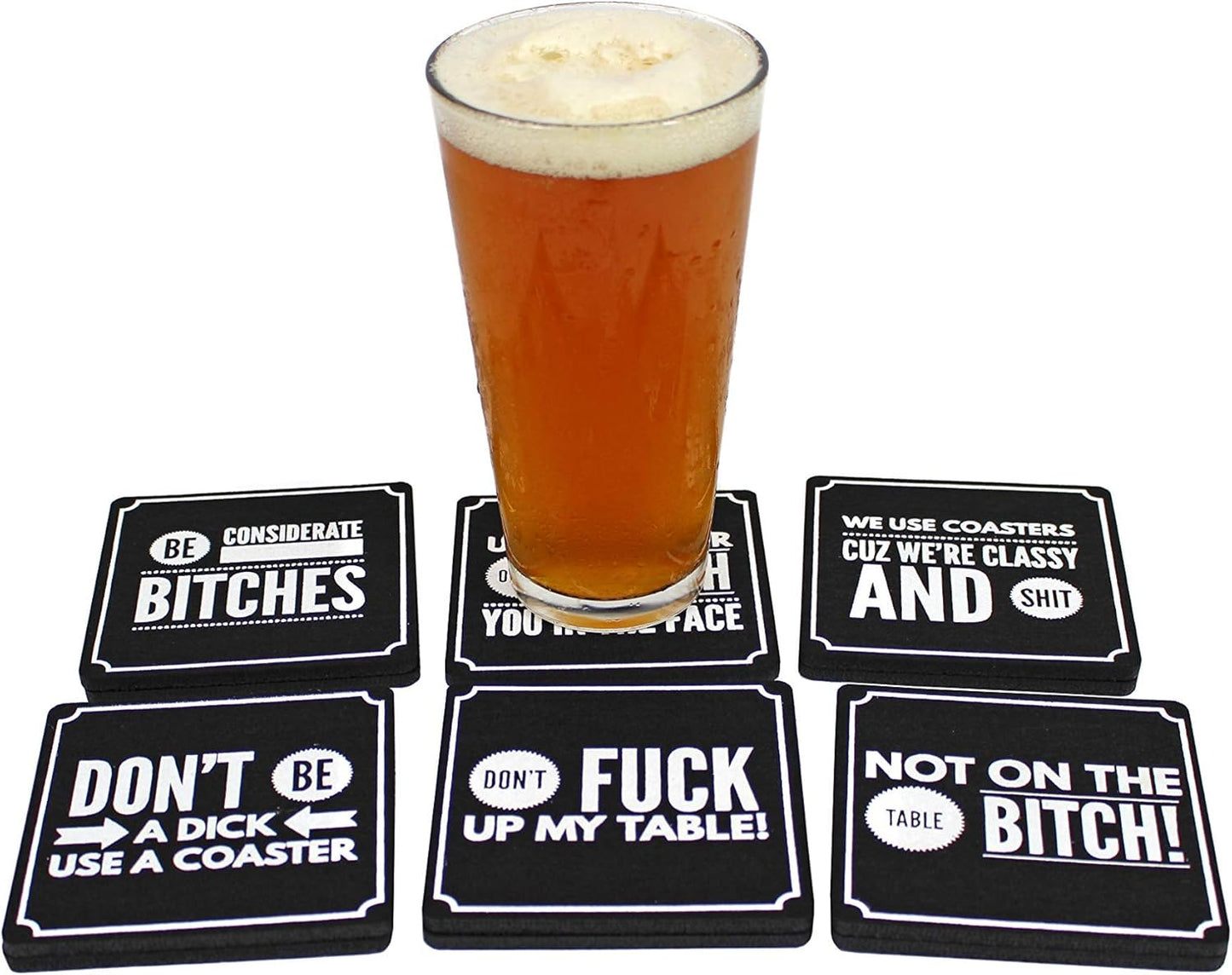 Summit One Funny Coasters for Drinks, Set of 10 (4 x 4 Inch, 5mm Thick) - Bar Accessories for The Home Bar Set, Absorbent Felt Drink Coasters - Man Cave Accessories