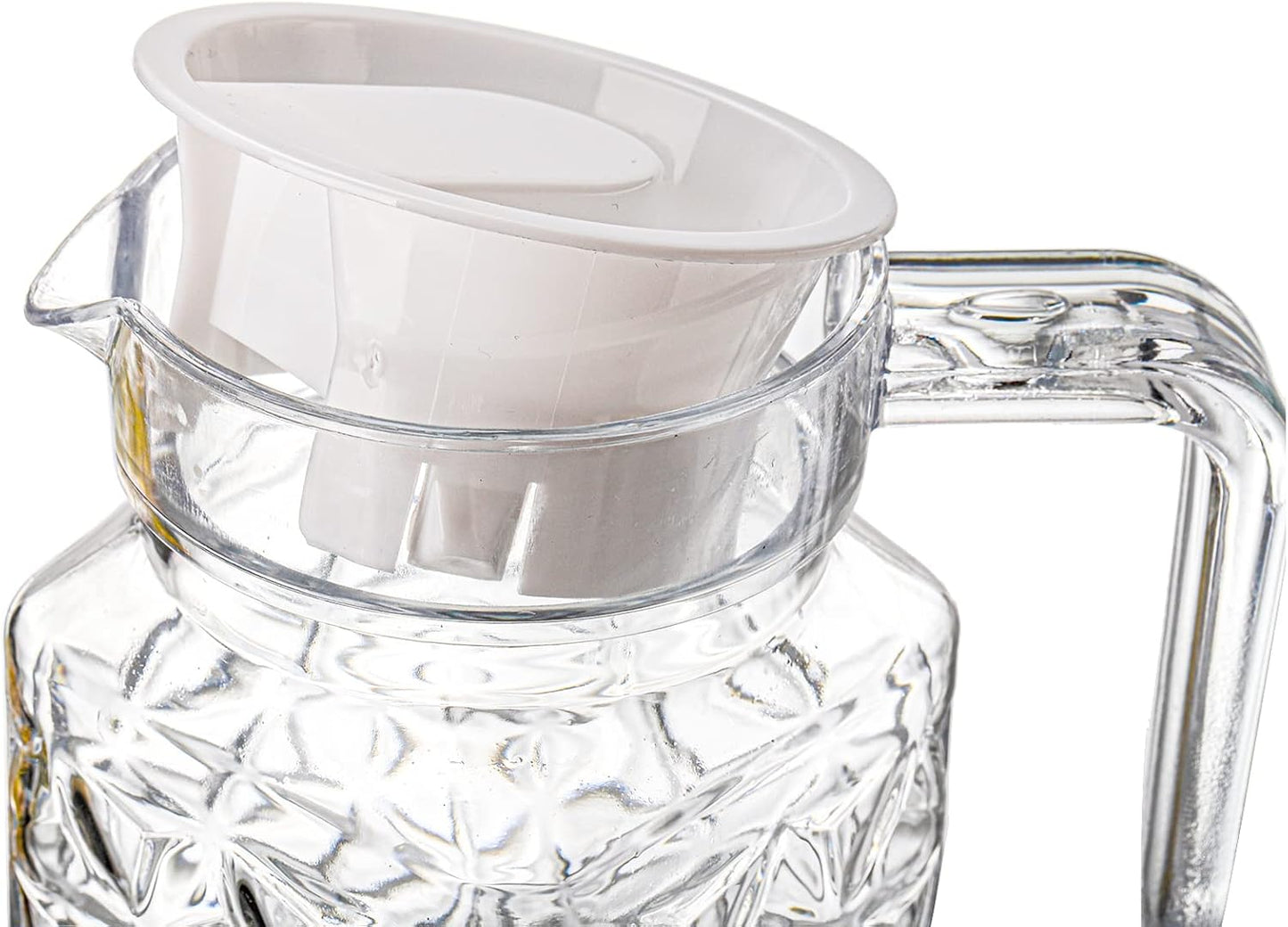 Peohud 2 Pack Acrylic Pitchers, 37oz Clear Plastic Pitcher with Removable Lid, Transparent Juice Jug Water Pitcher for Iced Tea, Sangria, Lemonade, Cold or Hot Beverages, BPA-Free and Shatter-Proof