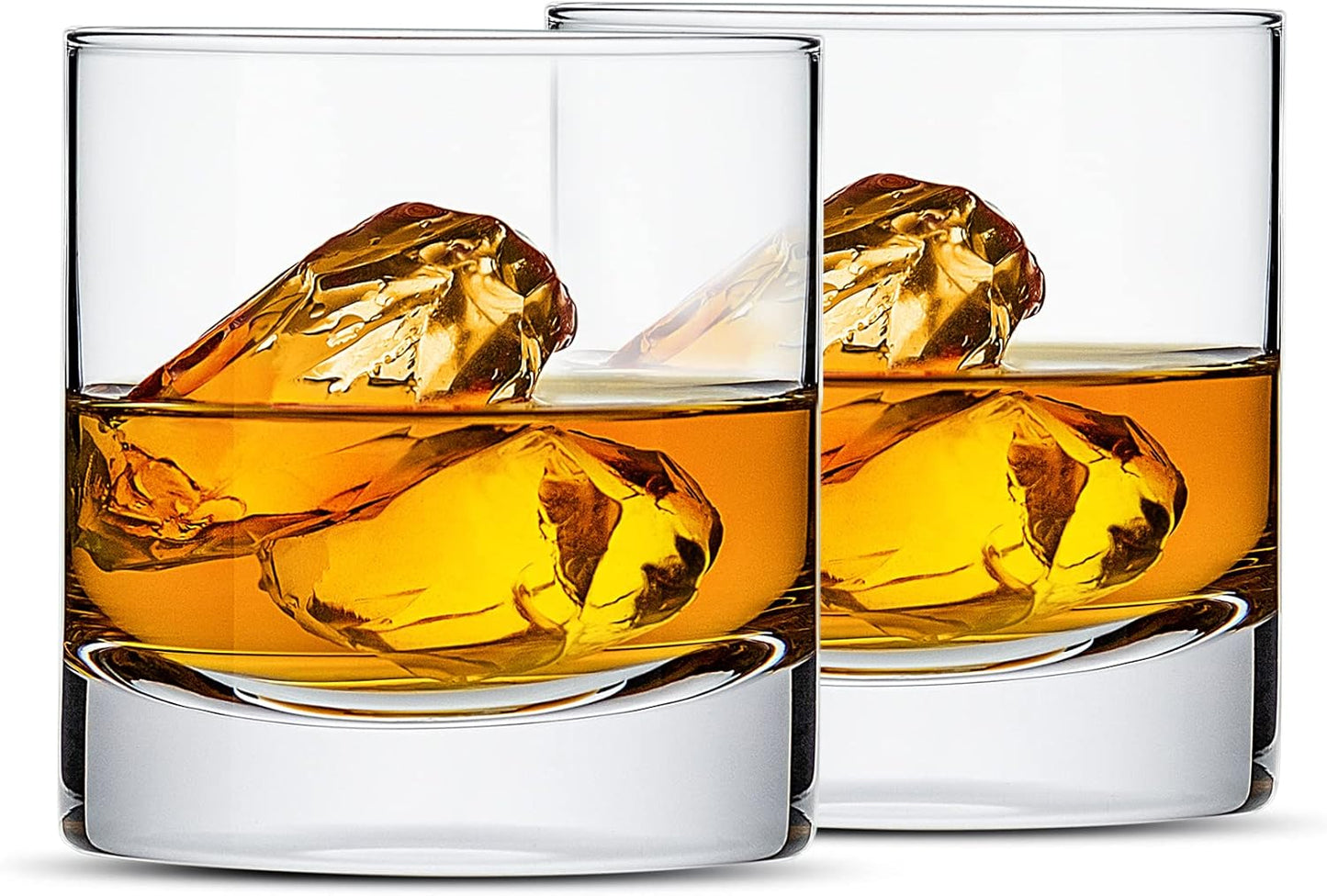 LUXU Crystal Whiskey Glasses, 13oz Heavy Base Old Fashioned Rocks Glasses - Lowball Bar Glasses for Bourbon, Scotch Whiskey, Cocktails, Cognac - Large Cocktail Tumblers Set of 2