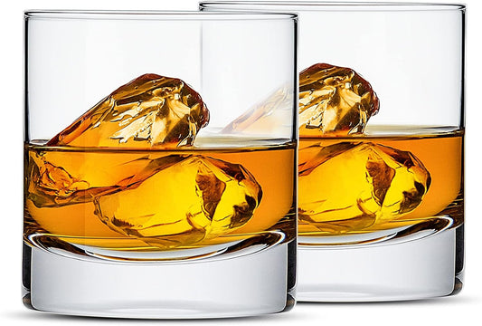 LUXU Crystal Whiskey Glasses, 13oz Heavy Base Old Fashioned Rocks Glasses - Lowball Bar Glasses for Bourbon, Scotch Whiskey, Cocktails, Cognac - Large Cocktail Tumblers Set of 2