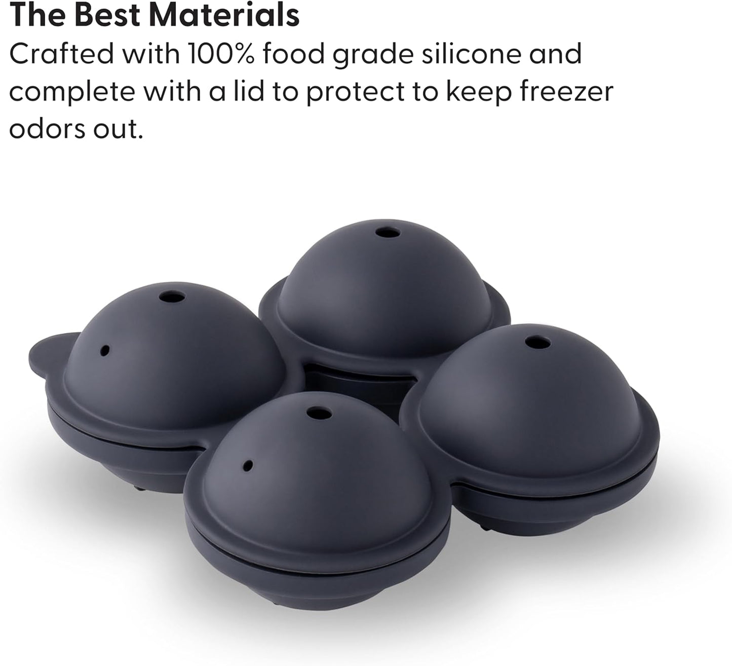 W&P Peak Silicone Sphere Ice Mold w/ Cover | Charcoal | Easy to Remove | Round Cocktail Whiskey Drink Ice Maker | Food Grade Premium Silicone | Dishwasher Safe, BPA Free
