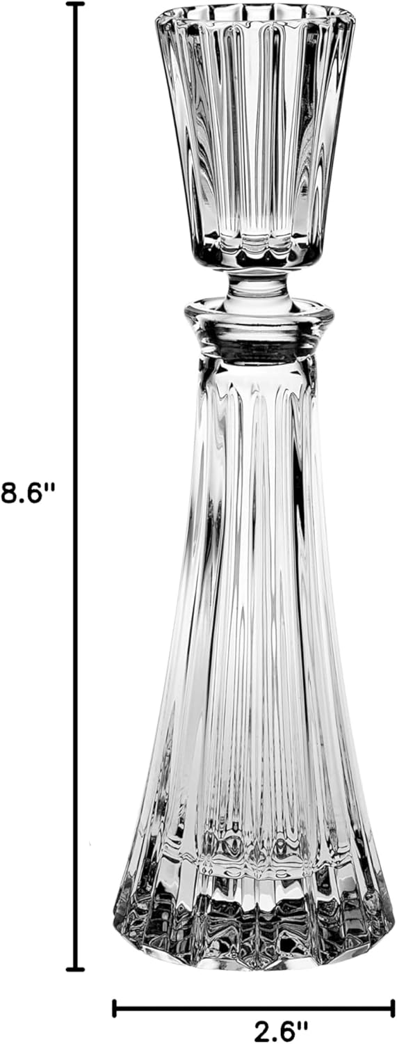Barski Crystal - Glass -Mouthwash Decanter with 1.75 oz Cup Stopper - (can use the stopper as a Tumbler) 8.6" Height - 3 Oz. Decanter - Vertical Lines Design - Made in Europe