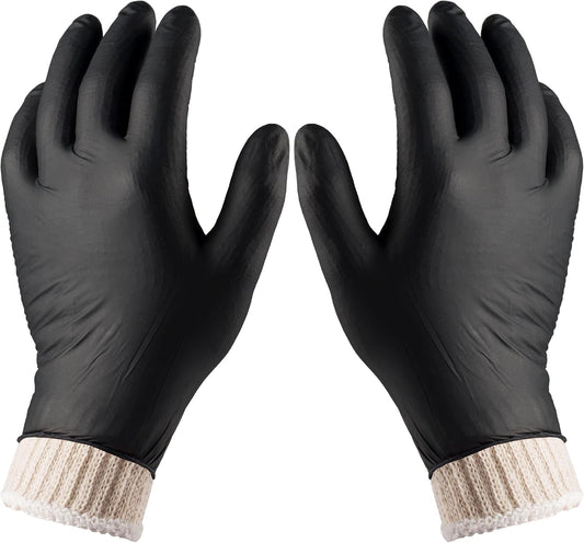 Nechtik BBQ Gloves 4 Cotton Glove Liners and 100 Disposable Gloves Washable Cotton Liners Powder Latex Free Nitrile Gloves