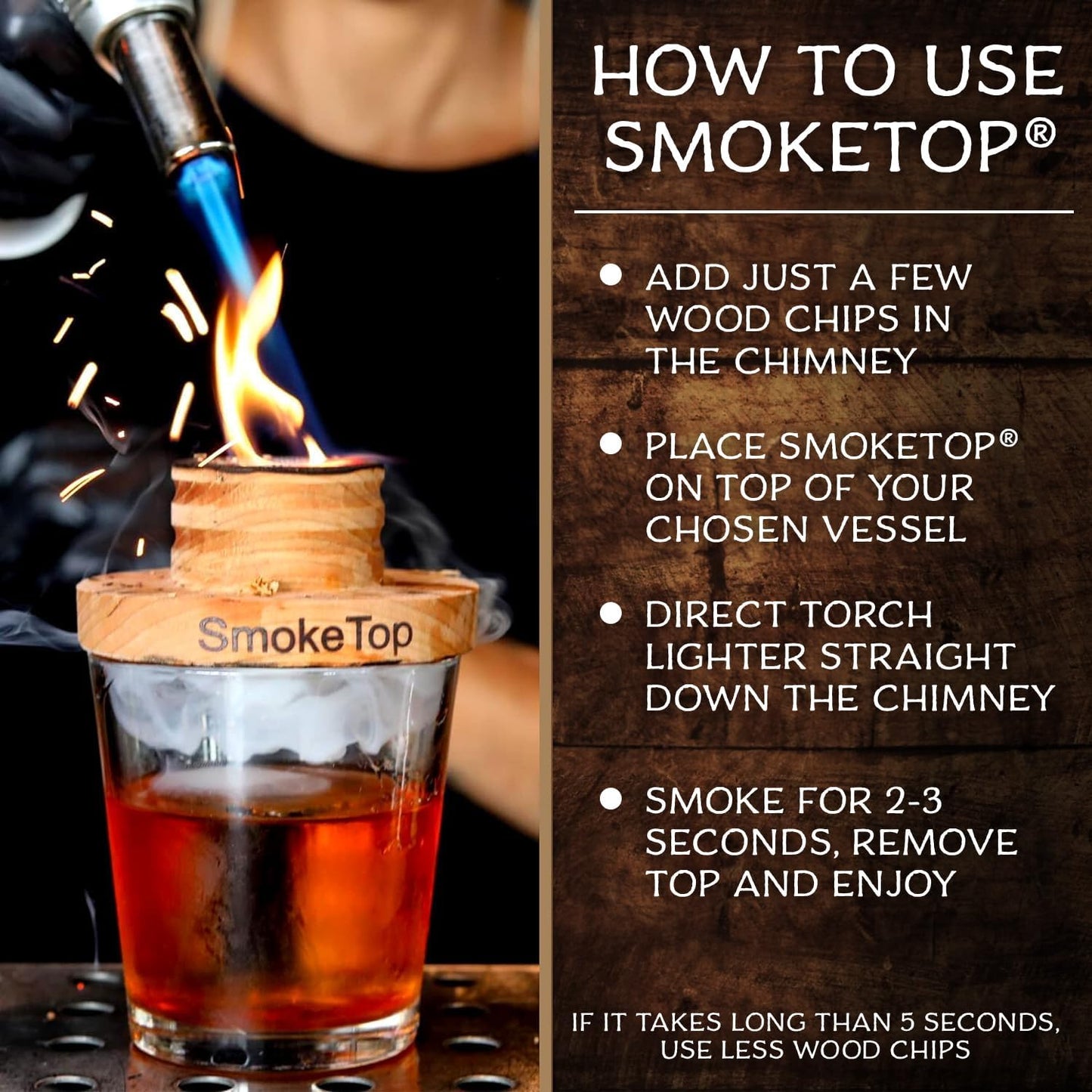 SmokeTop® Cocktail Smoker Kit and Torch with Cherry, Hickory, Maple, and Oak Wood Chips - Cocktail Smoker Kit & Chips for Old Fashioned Cocktails, Whiskey, & Bourbon - NO Butane Included