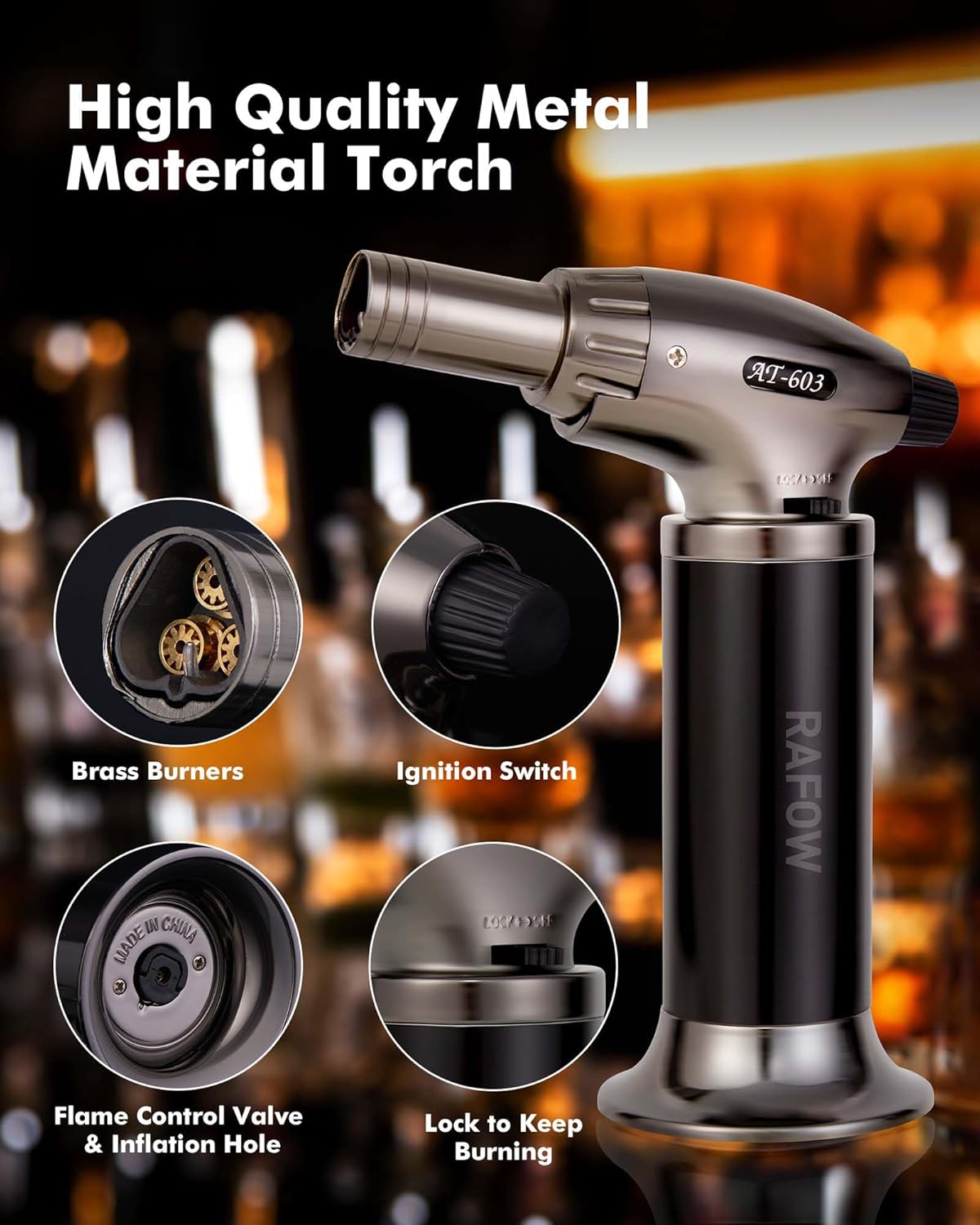 Cocktail Smoker Kit with Torch - Whiskey Smoker Kit with 6 Flavors Smoked Wood Chips - Old Fashioned Drink Smoker Kit for Bourbon, Whisky Smoking Gifts Box Smoke Set for Men(Without Butane)