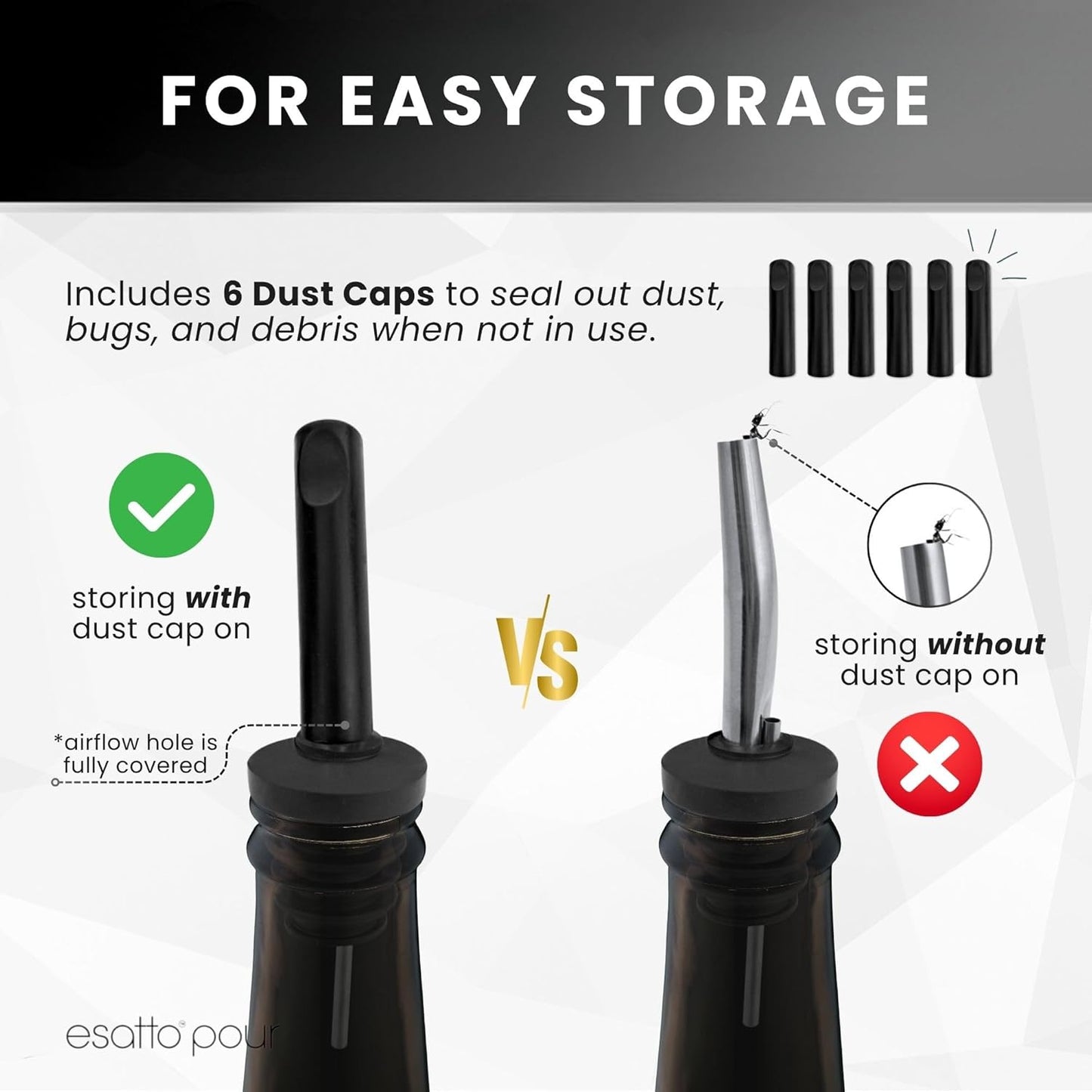 Stainless Steel Liquor Bar Bottle Pourers - Drip-Free Nozzle - Pour Spouts for Alcohol & Bartending - Universal Fit Speed Spout - Rust-Free & Easy Clean - Chrome (24 Pack)