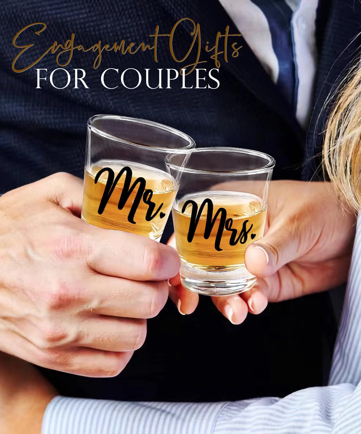 comfit Wedding Gifts 2026, Bridal Shower Gifts, Hubby & Wifey Wine&Whiskey Glass Set, His and Hers Glass, Mr and Mrs Shot Glass, Hubby and Wifey Gift, Anniversary Newlyweds Gifts for Couple