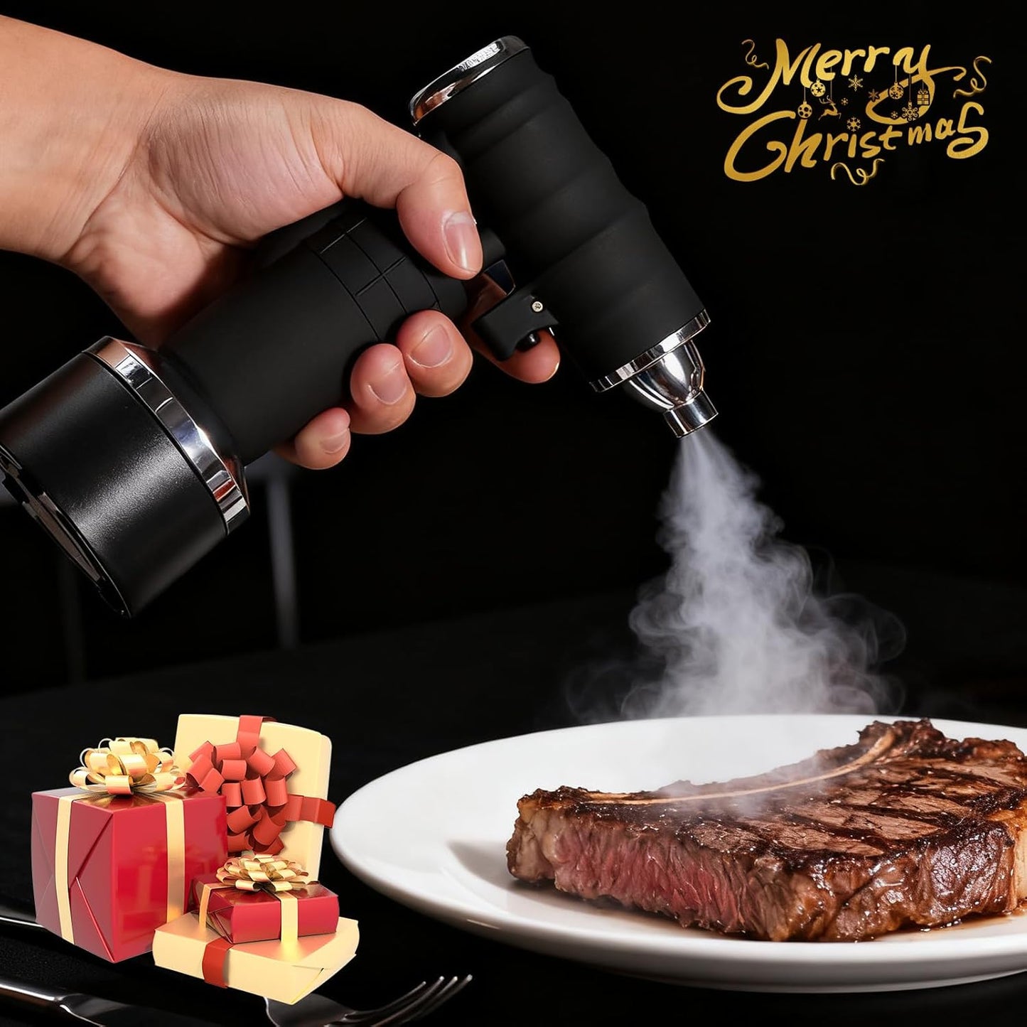 Electric Cocktail Smoker Kit - Rechargeable Whiskey Smoker Kit with Smoking Gun, Old-Fashioned Bourbon Smoker, Cold Smoker, Food Smoke Gun, Smoked Drink infuser, 6 Wood Chips,Butane Not required,Black