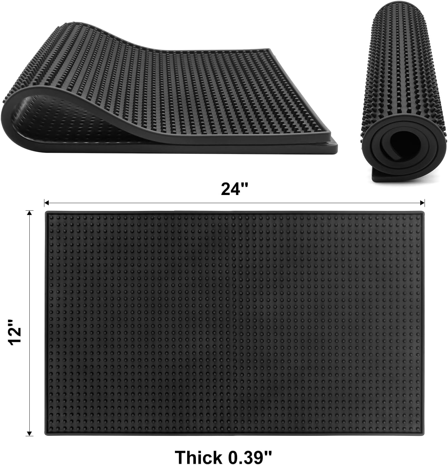 Large Bar Mats for Countertop 12X24'', Thicker Rubber Coffee Bar Mat, Dish Drying Mat, Kitchen Mat for Countertop, Non-slip and Easy to Clean