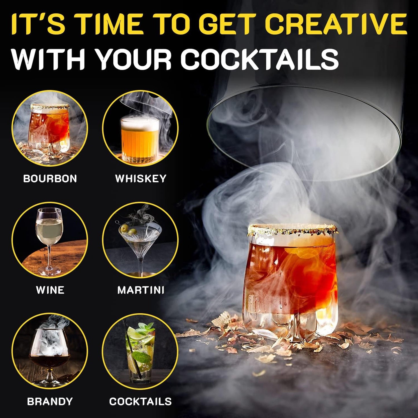 Cocktail Smoker Kit - Whiskey Smoker Kit - Smoke Infuser - Universal Kit, 14 PCS, Smoker Machine with Accessories and Wood Chips - Indoor Smoker - Gift for Men