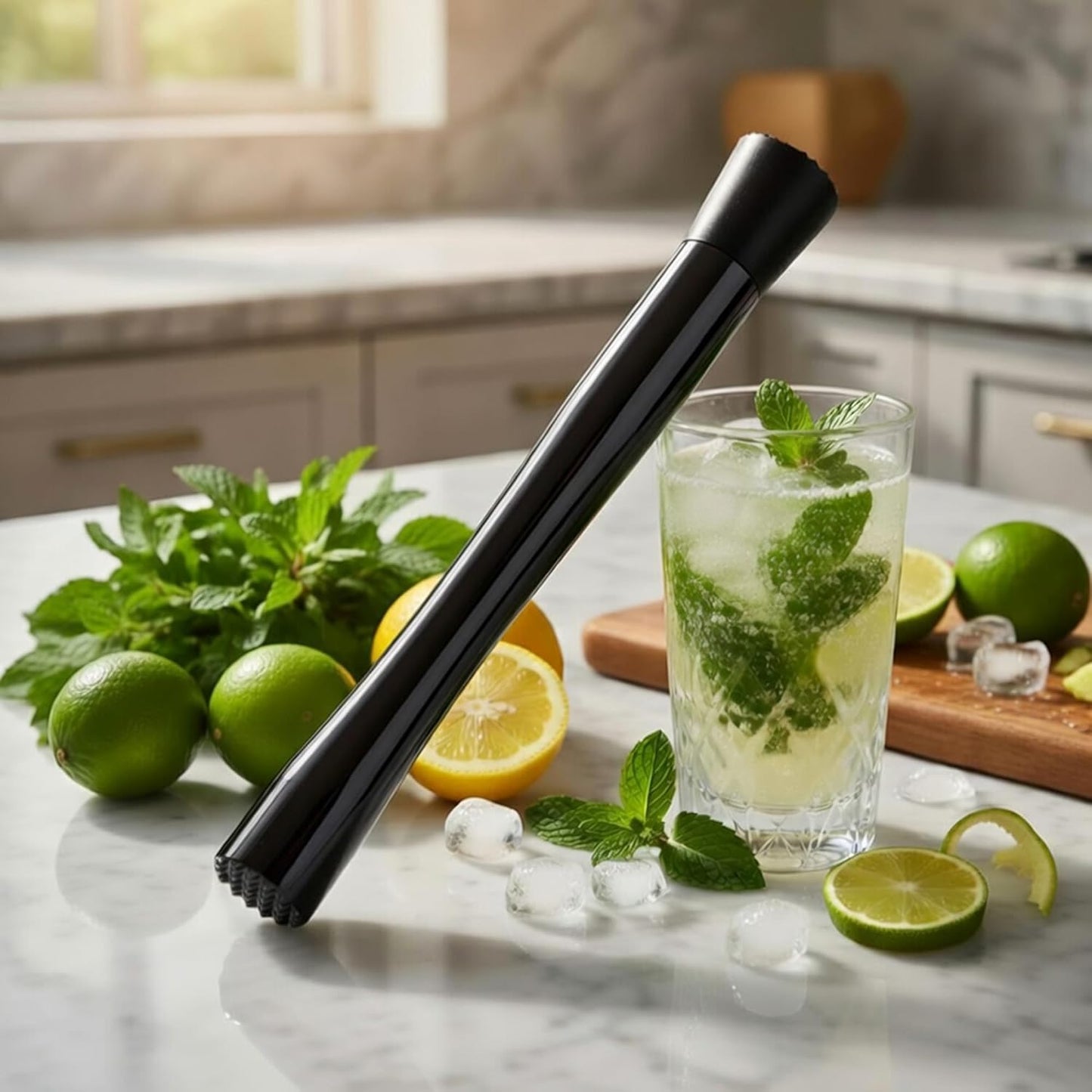 Homestia Double Heads Muddler for Cocktails (Black)