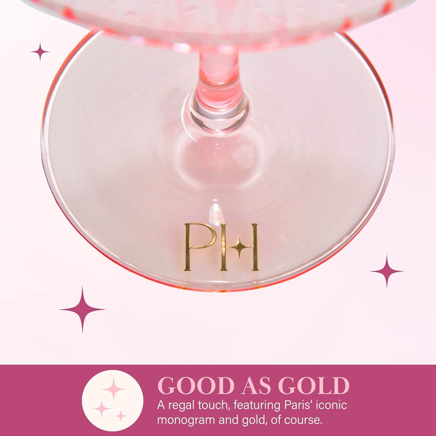 Paris Hilton Ribbed Coupe Cocktail Glass Set, Elegant Fluted Glassware, Perfect for Champagne, Martinis, Wine and More, Set of 2, 10-Ounce, Pink