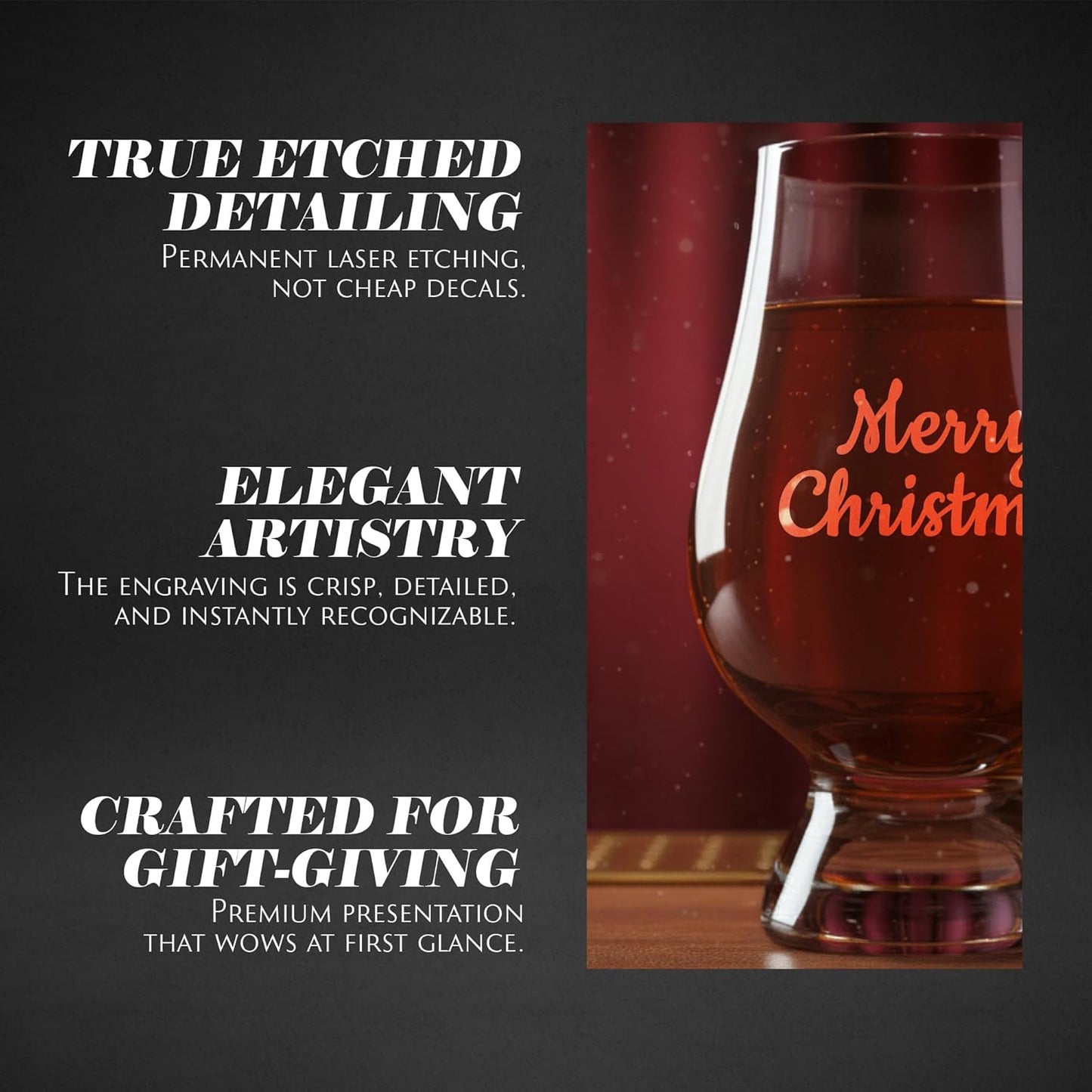 Etched Laser Art Personalized Etched 6.5oz Crystal Whisky Glass Customized For Any Occasion, Custom Engraved Whiskey Glass, Birthday Gifts,Wedding Gifts Compatible with Glencairn Accesories