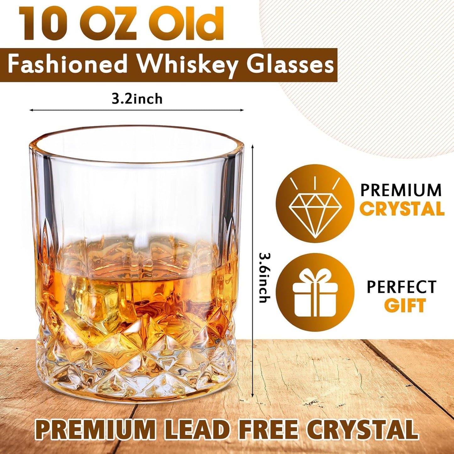 Yaomiao 24 Pcs Old Fashioned Whiskey Glasses Bulk 10 Oz Bourbon Glass Cocktail Rocks Glasses for Whiskey Bourbon Liquor and Cocktail Drinks Gift