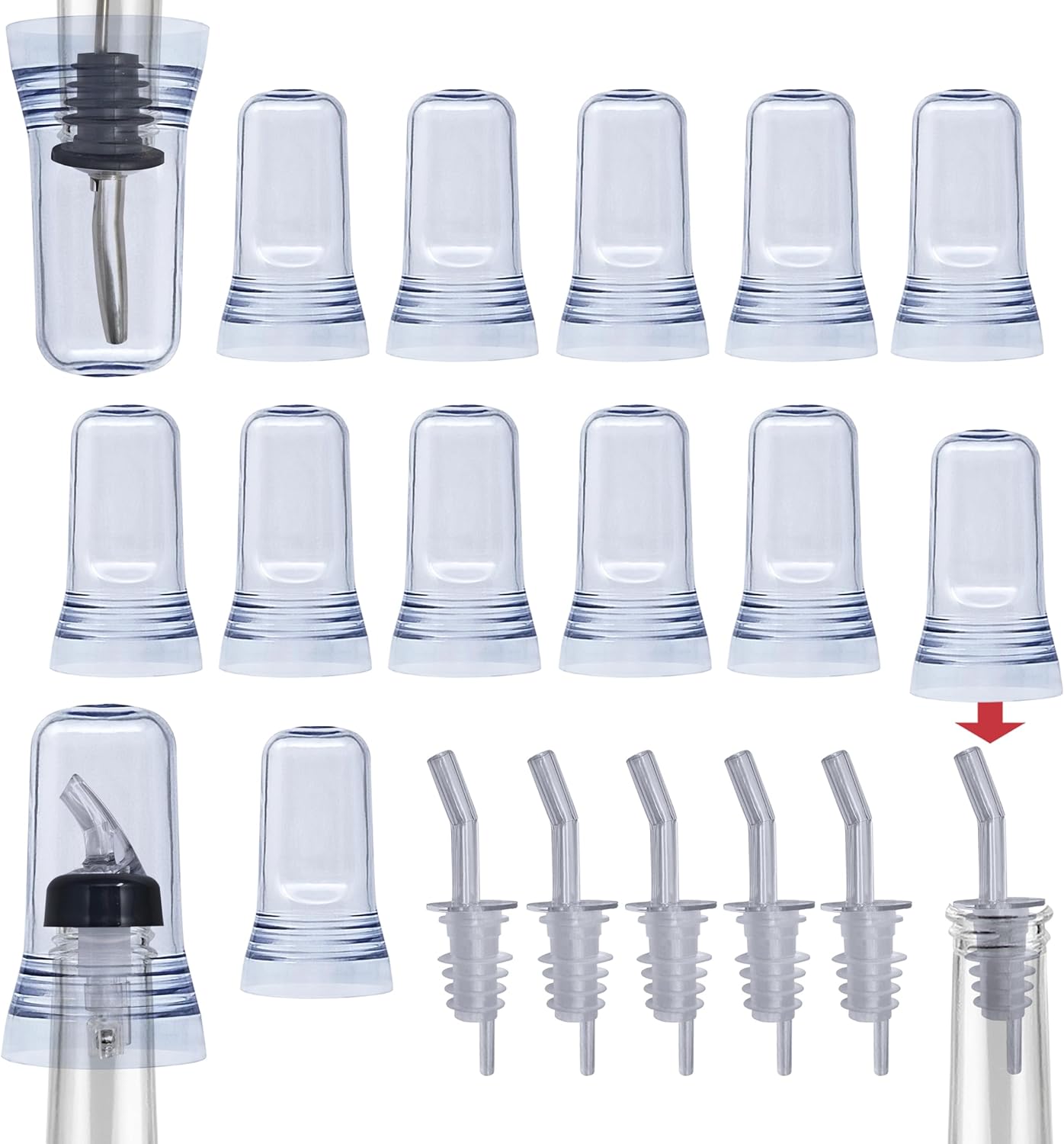 Pour Spout Covers Translucent Liquor Pourer Covers Universal Bottle Pour Dispenser Liquor Bottle Covers Liquor Bottle Covers Bottle Cover Dust for Home Kitchen Tools Supplies