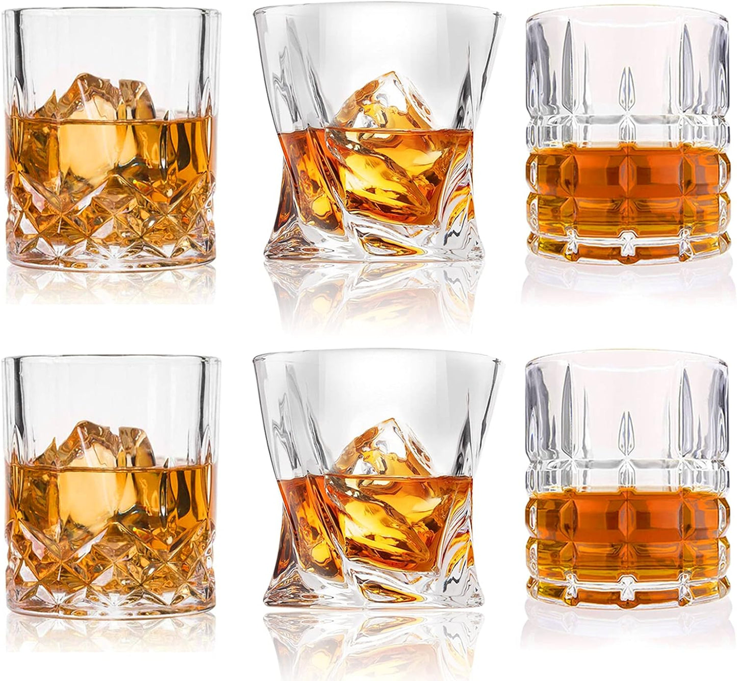 DeeCoo Premium 10, 11 OZ Scotch Glasses - Old Fashioned Whiskey Glasses/Style Glassware for Bourbon/Rum/Bar Tumbler Set of 6