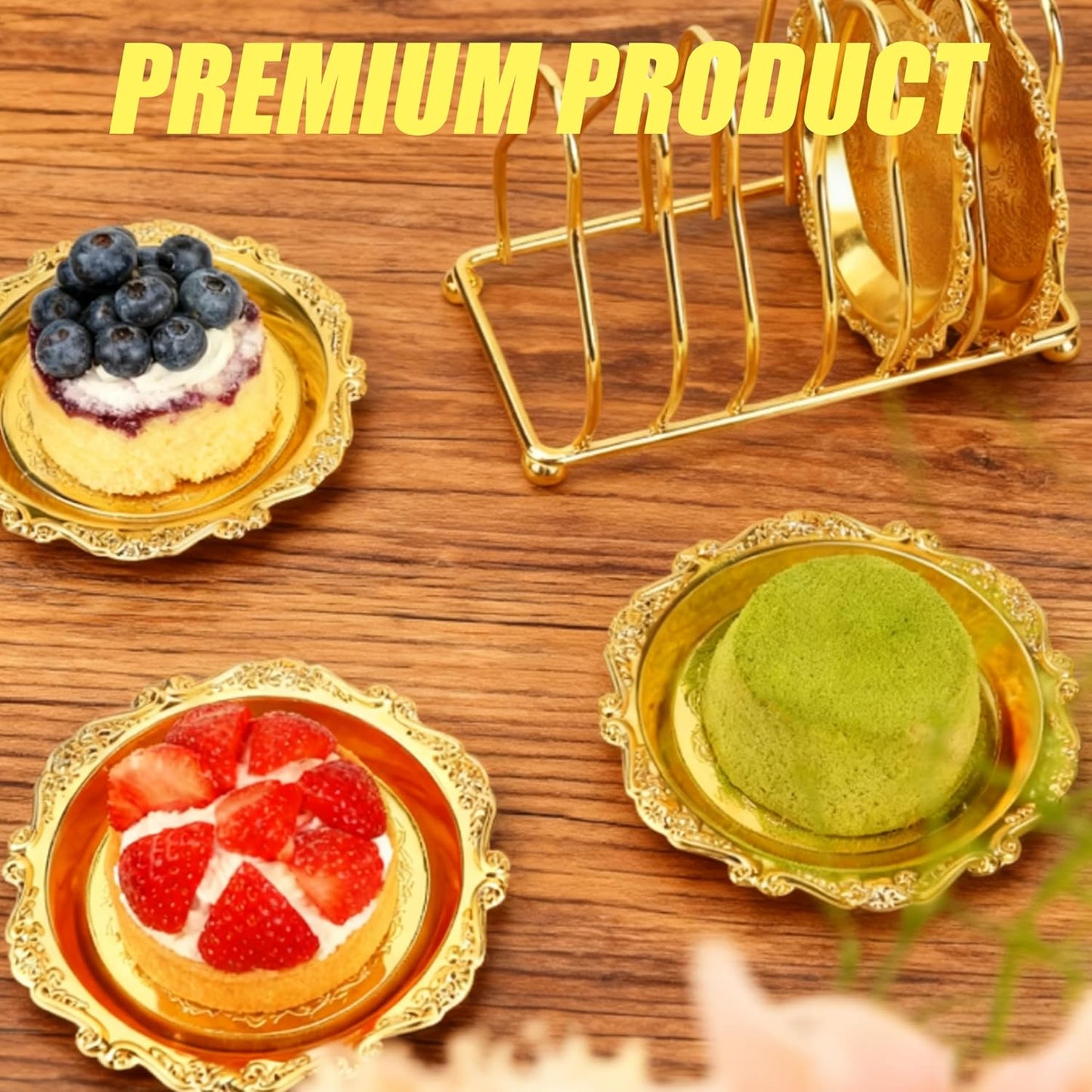 Luxury Gold Coasters Set, 6-Piece Hotel Style Drink Coasters with Holder, Elegant Gold Room Accessories for Bar & Coffee Table Decor