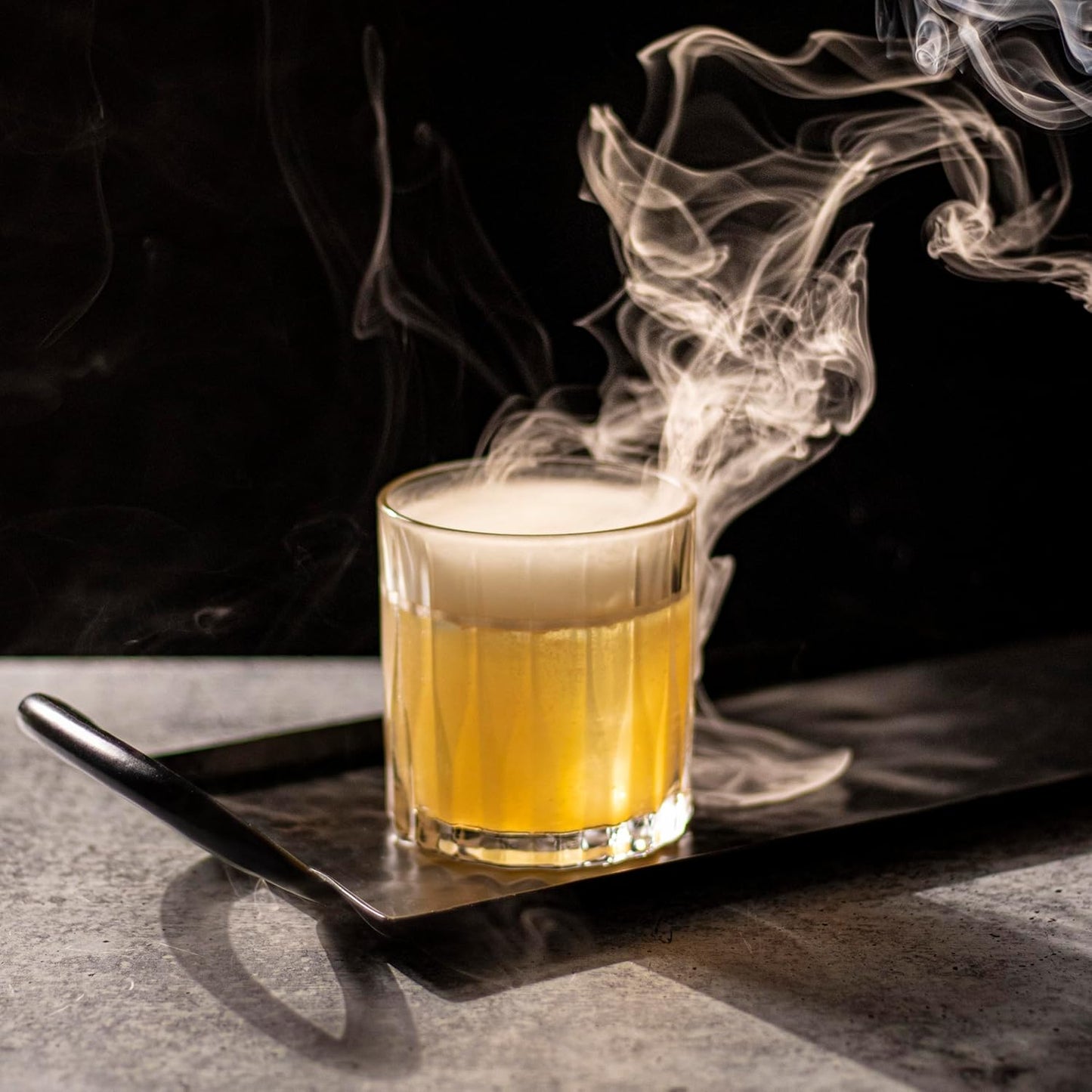 Cocktail Smoker Kit in Granite Stone with Torch - Premium Whiskey Smoker Kit for Old Fashioned & Bourbon - Infuse with 4 Flavors Wood Chips - Barware Gift Set for Whiskey Lovers (No Butane)