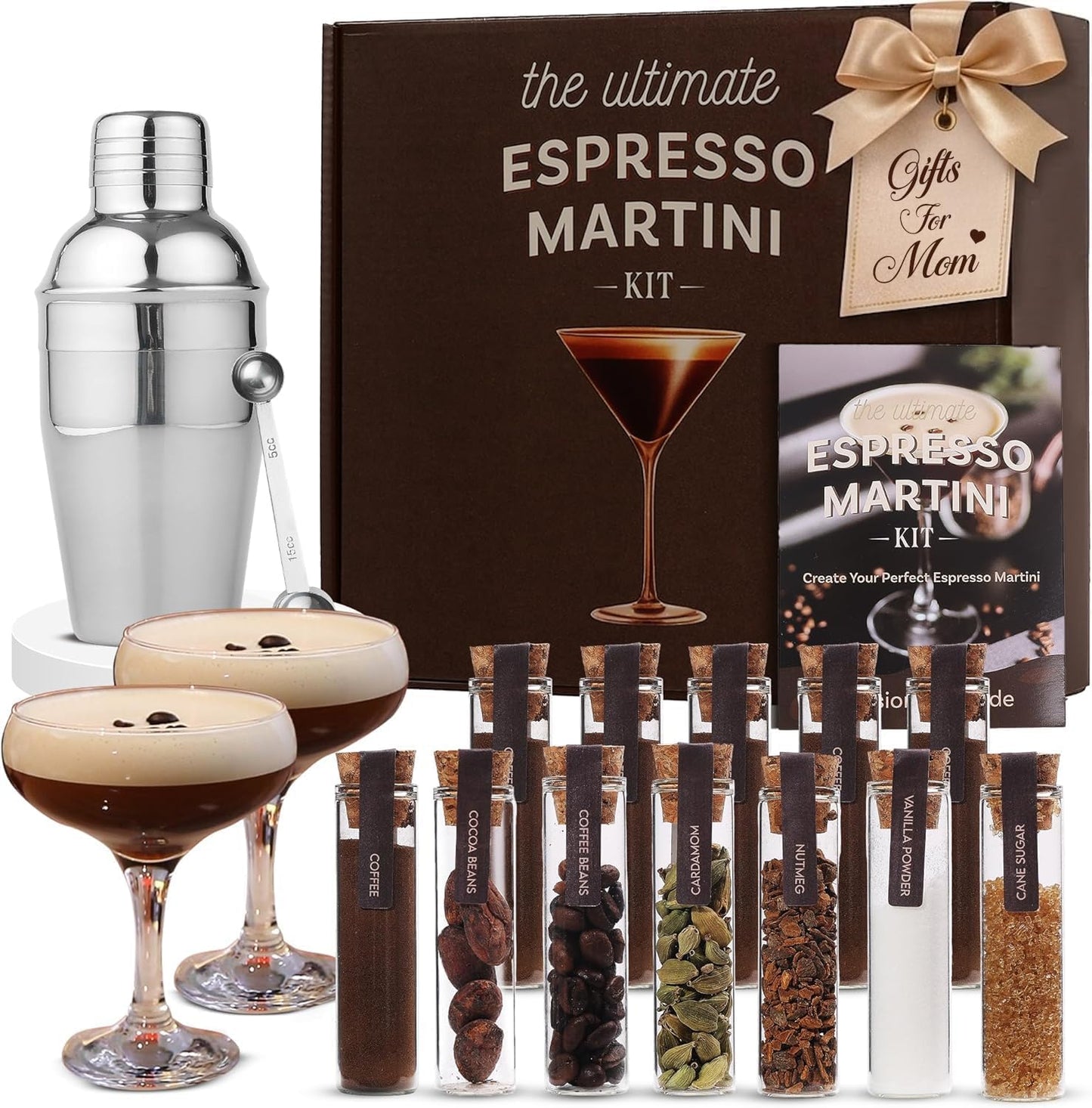 Espresso Martini Gifts– Premium Cocktail Kit - Espresso Martini Kit Maker Set with Glasses, Party-Ready Accessories, Birthday Gifts for Women, Gifts for Mom