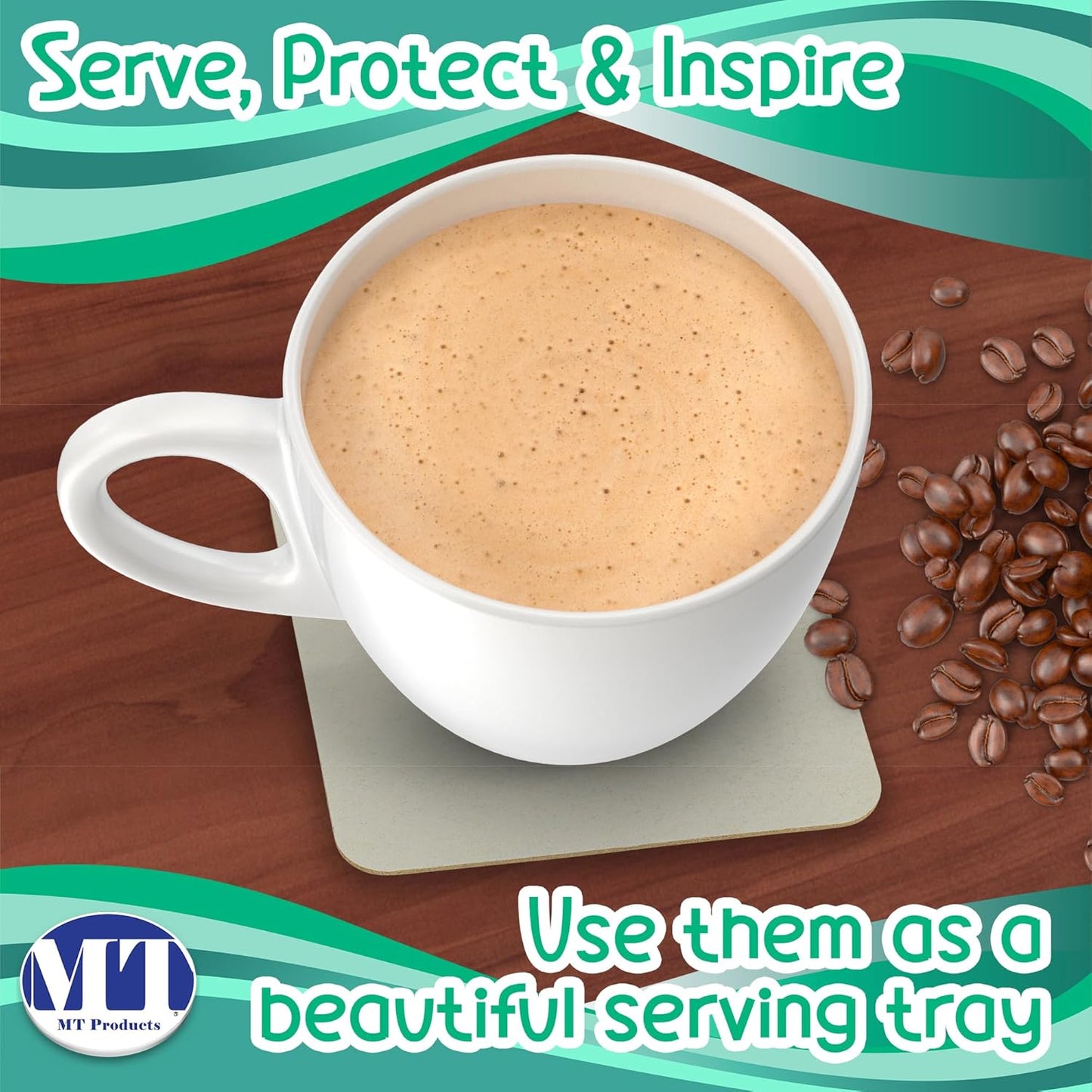 MT Products 4” Blank Off-White Heavyweight Cardboard Square Coasters for Your Beverages 2 MM Thickness (100 Pieces) - Made in The USA