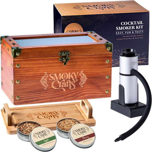 Whiskey Smoker Kit with Smoke Gun, Cocktail Smoker Box and Food Tray - Box Kit