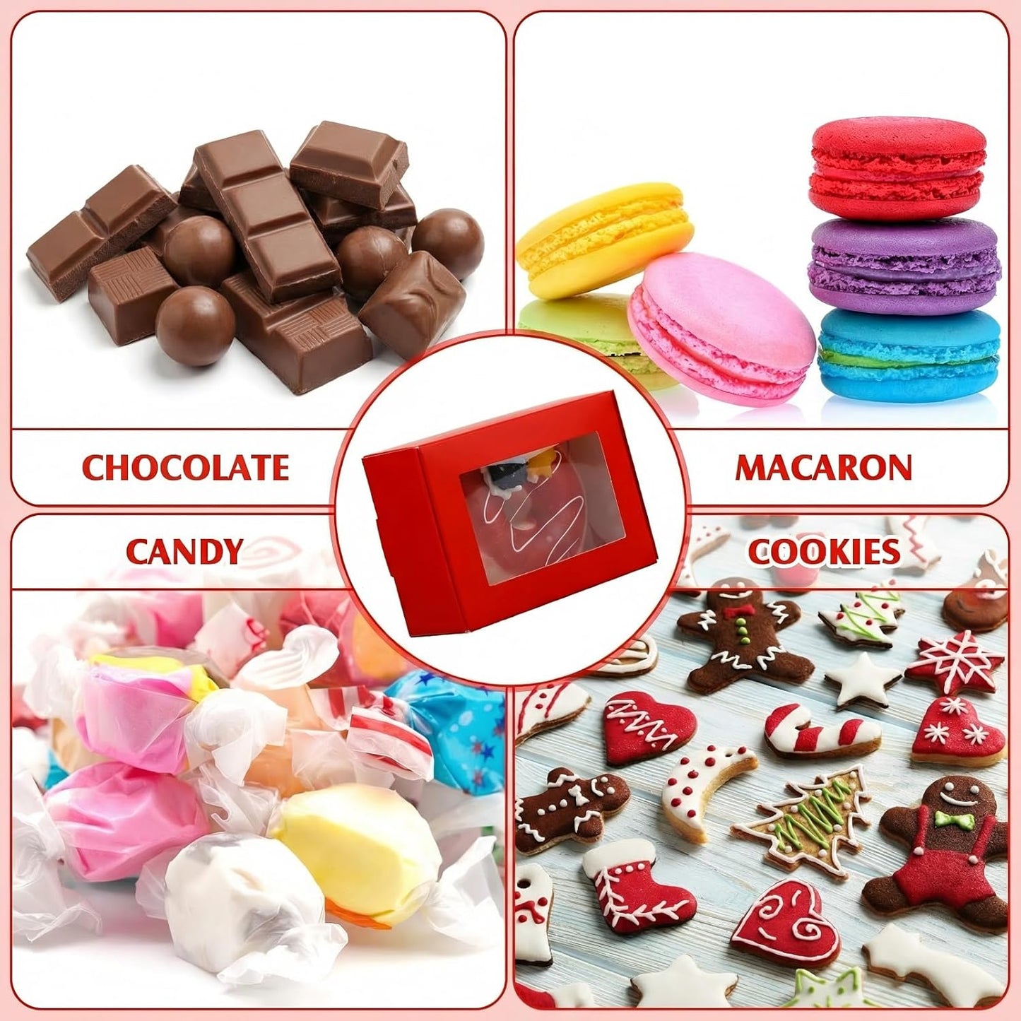 Zonon 30 Pcs Soap Boxes for Homemade Packaging, Mini Kraft Boxes with Window for Bakery Candy Soap Making Gift Packaging (3.7 x 2.6 x 1.37 Inch,Red)