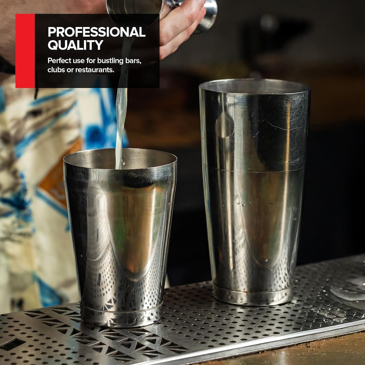 (2 Pack) Boston Cocktail Shaker, Drink Mixing Set (18oz & 28oz) Weighted Stainless Steel Shaker Tins, Cocktail & Martini Mixed Drink Shakers, Essential & Professional Bar Tools For Bartending